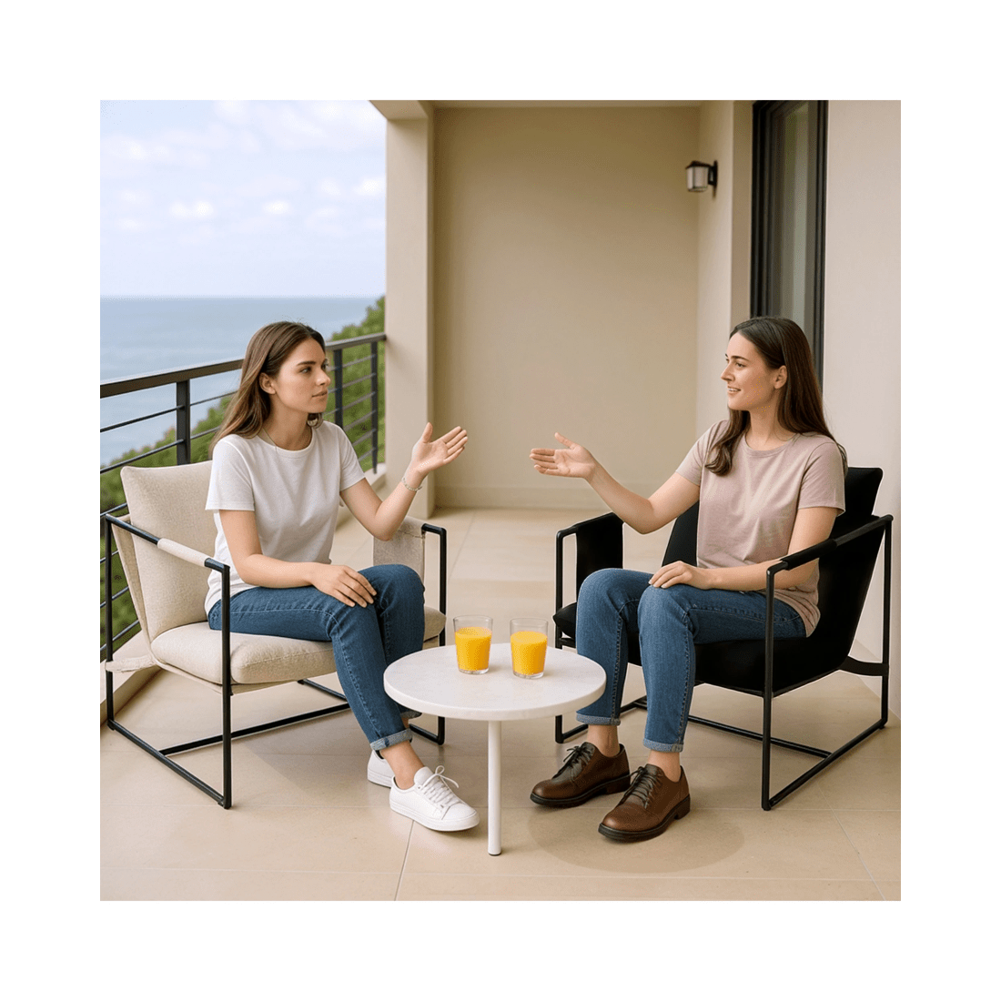 4 Advwin Sling Accent Chair Linen Lounge Chair Armchair with Upholstered Cushions & Side Pocket Beige, 4 of 10