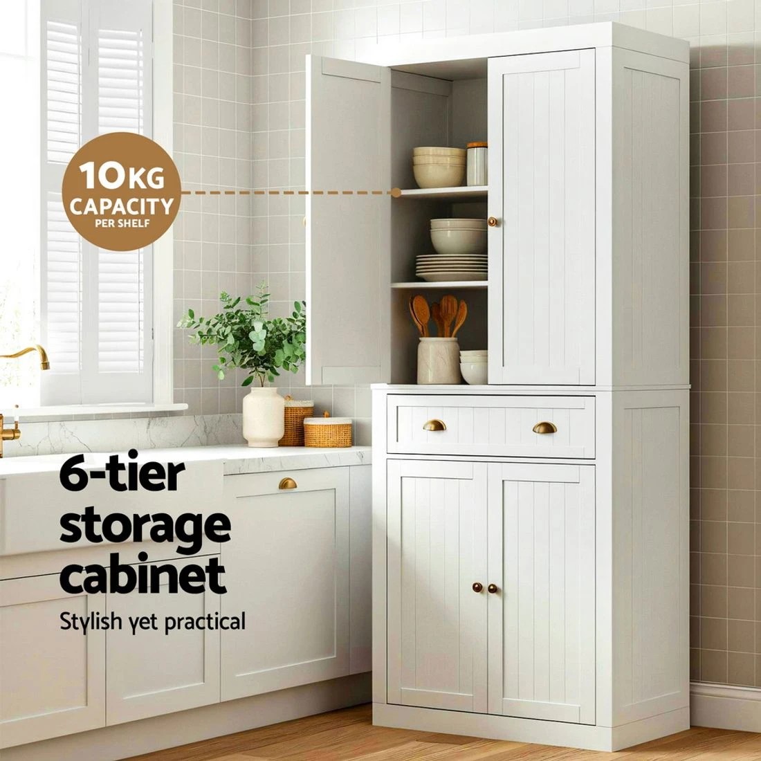 6 Artiss Buffet Sideboard Cupboard Cabinet
 - white, 6 of 6