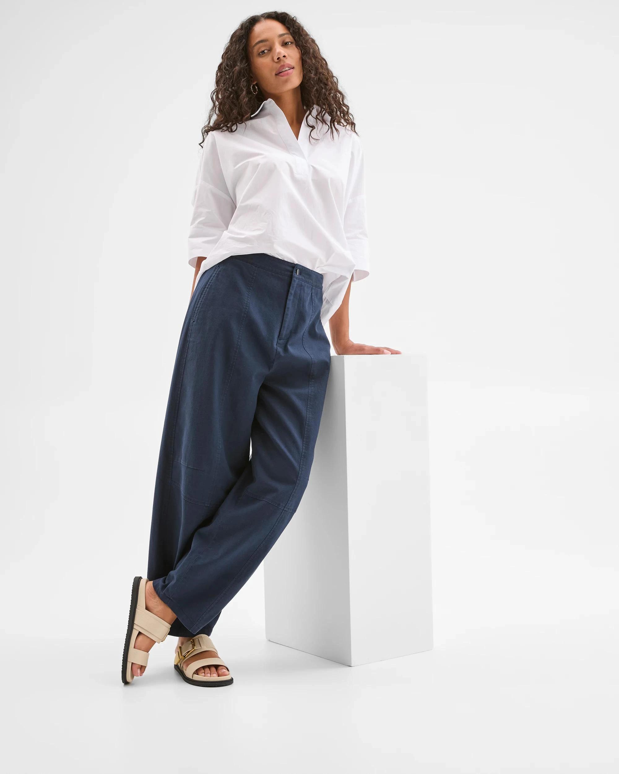 3 Target Australian Cotton Blend Soft Barrel Leg Pants NAVY BLAZER, 3 of 6