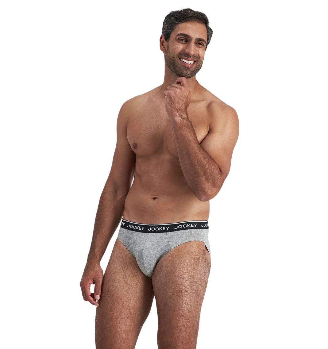 8 Jockey 4 Pack Elastic Cotton Brief Underwear Black / Grey Undies BLACK/GREY, 8 of 9