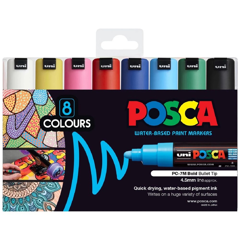 1 POSCA PC 7M Paint Markers Assorted 8 Pack, 1 of 4