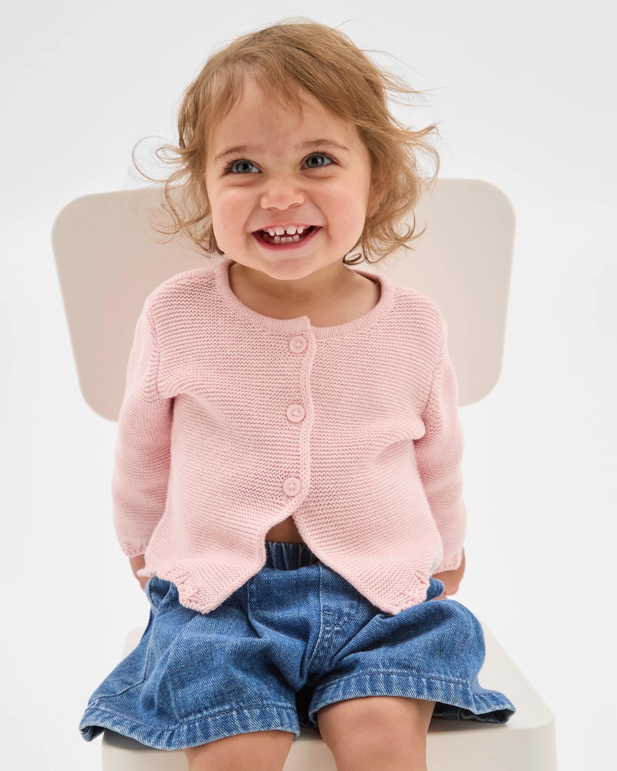 2 Target Baby Baby Organic Cotton Scalloped Edge Knit Cardigan PINK, 2 of 4