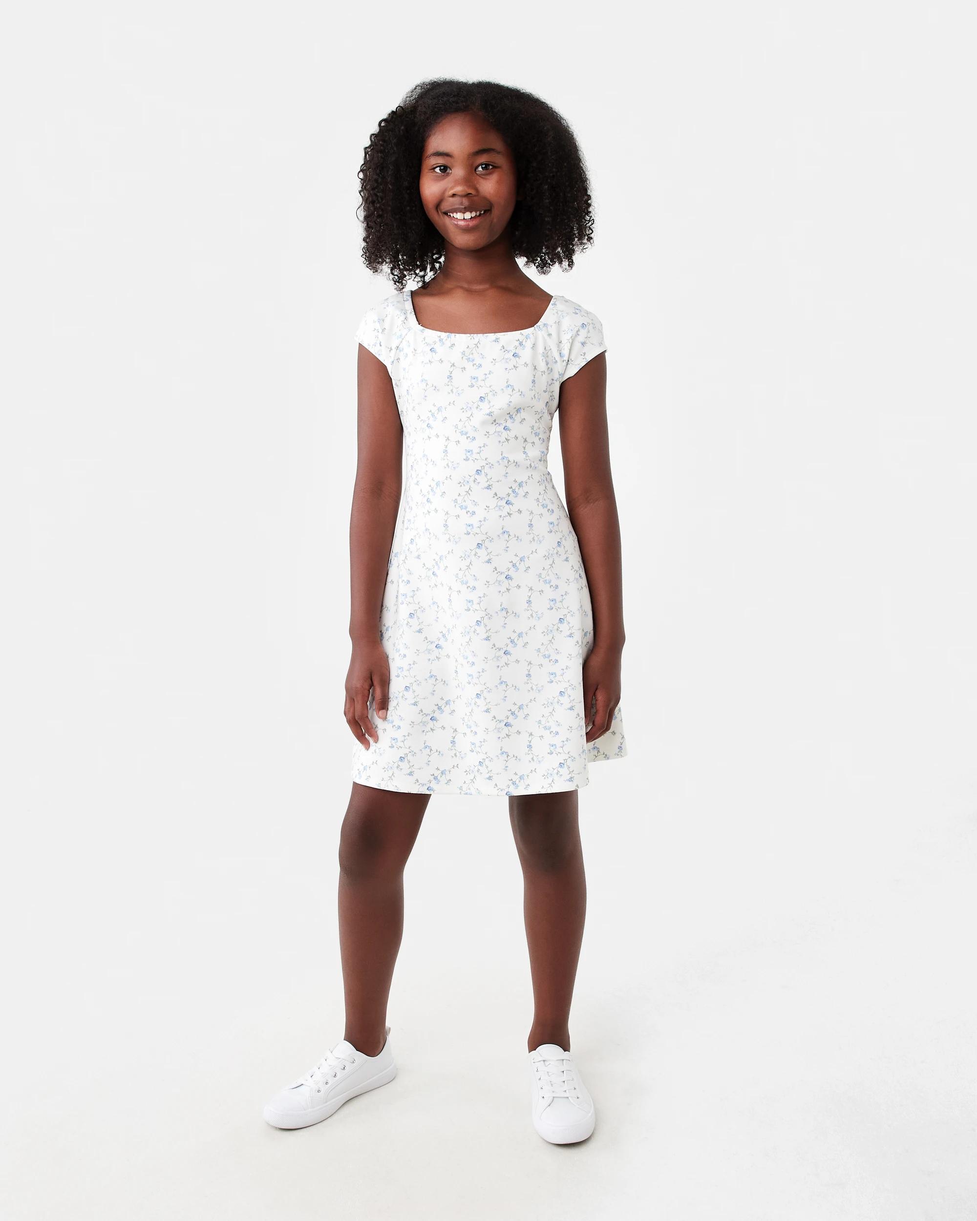 6 Ponte Dress Wht Roses, 6 of 7