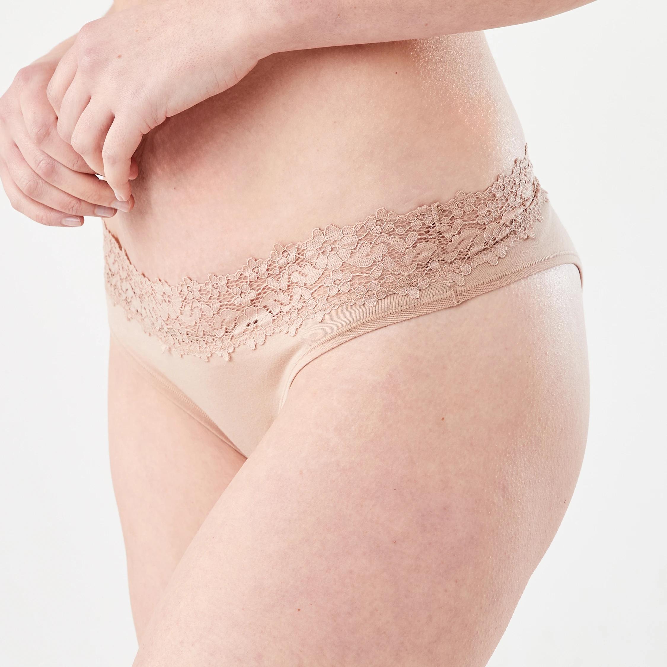 7 3 Pack Cotton Lace Tanga Briefs LIGHT FAWN, BRIGHT LAVENDER, FAIRY FLOSS, 7 of 8