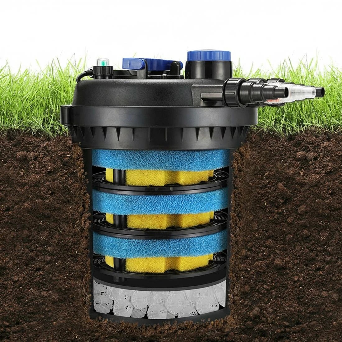 4 Giantz Aquarium Filter Fish Tank External Canister Water Filter 10000L/H - Black, 4 of 6