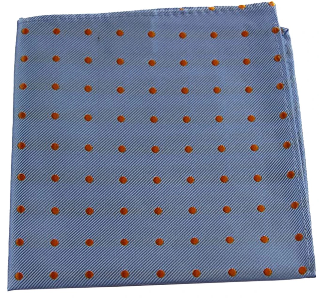 4 Zasel Mens Light Blue & Orange Small Polka Dot Silk Pocket Square - Multi - Multi, 4 of 4