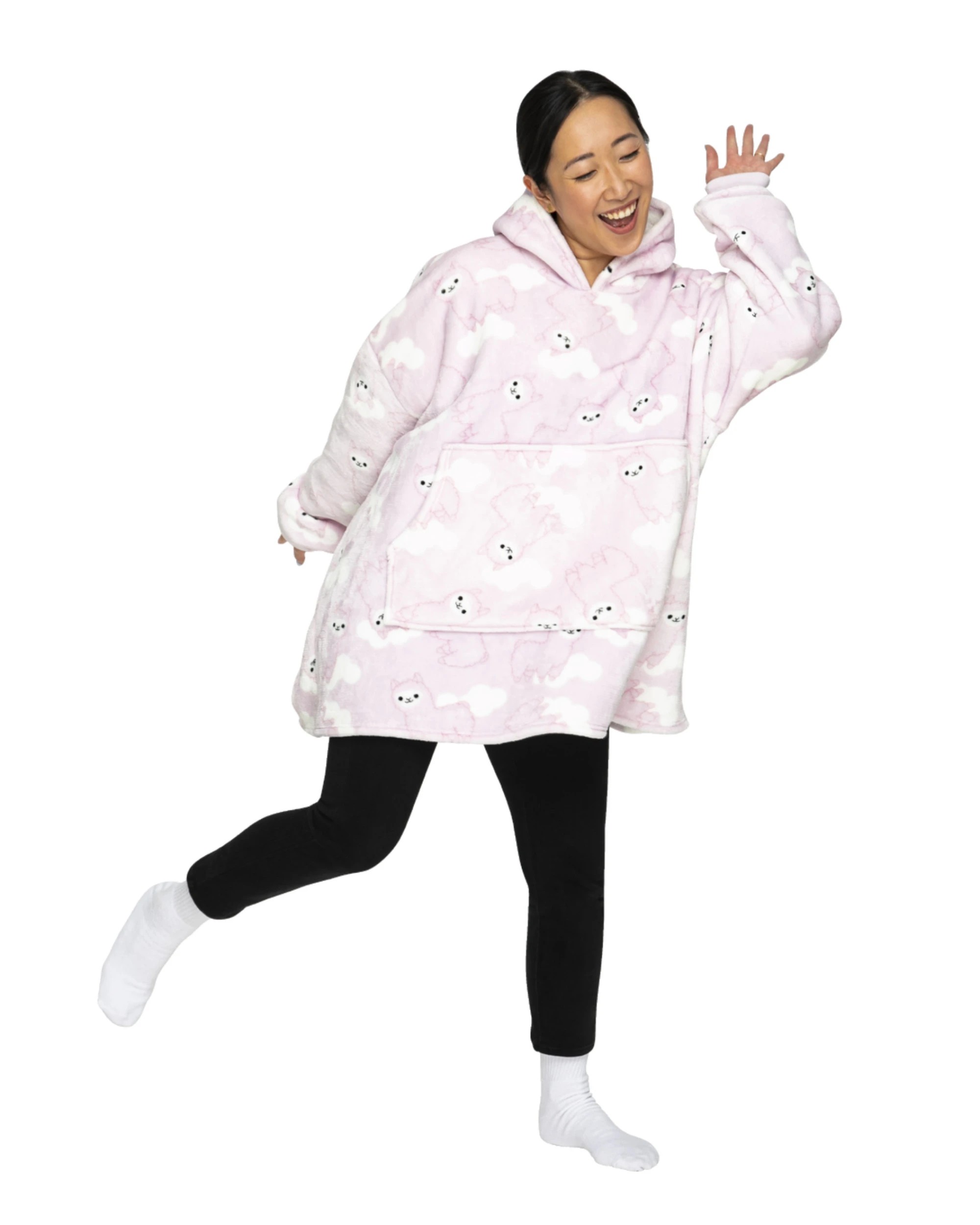 1 UGGO WEAR Giant Hoodie Llama Face Adult - ONE SIZE - Light Pink, 1 of 5