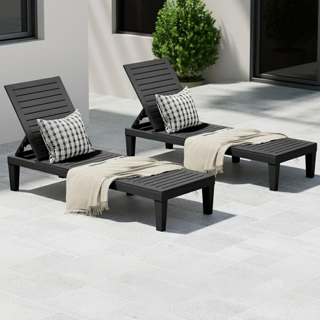 3 Gardeon Sun Lounge Adjustable Recliner Patio Outdoor Furniture Lightweight - Black, 3 of 5