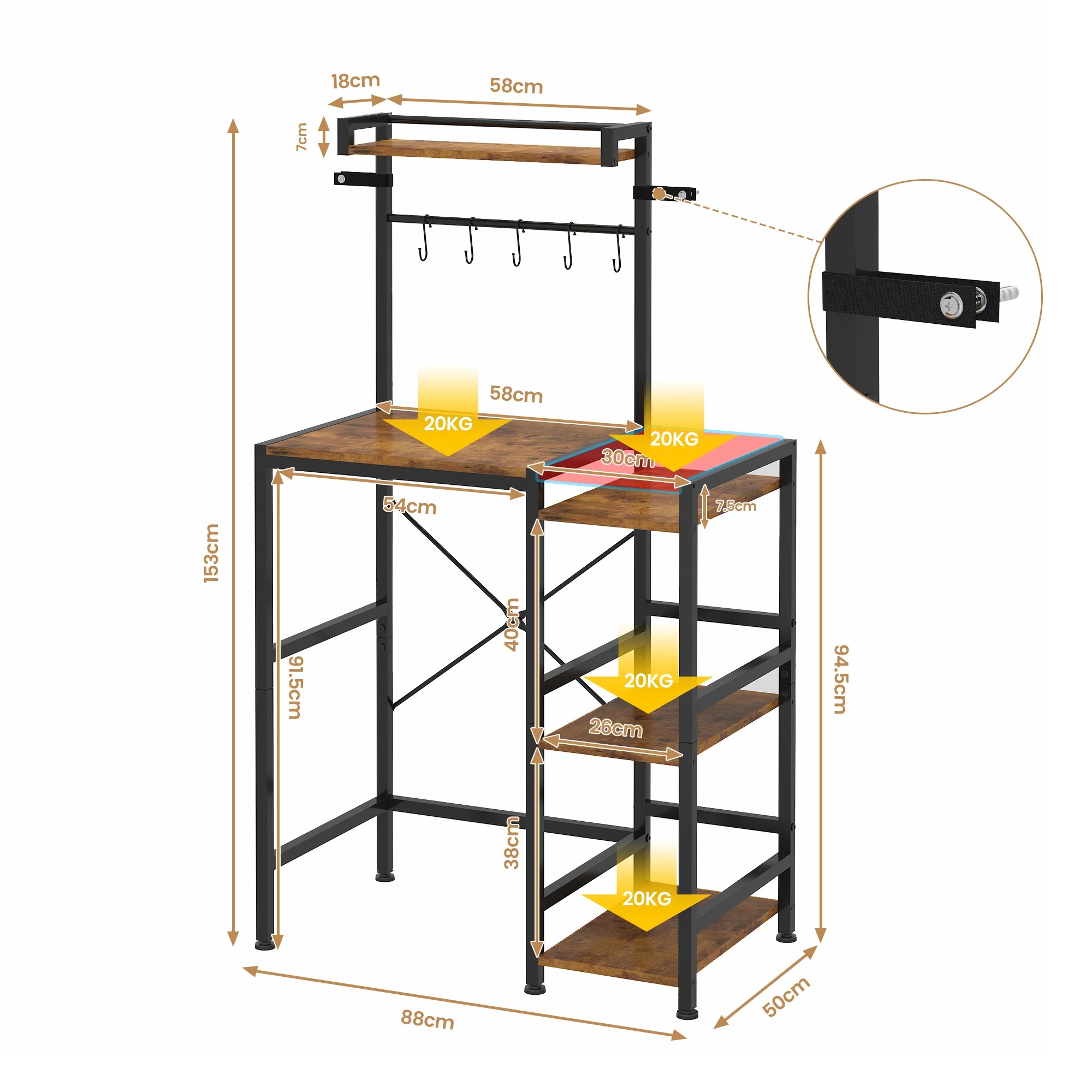 3 Advwin 5 Tier Mini Fridge Shelf w/ Ample Storage Space & Hooks - Brown, 3 of 8
