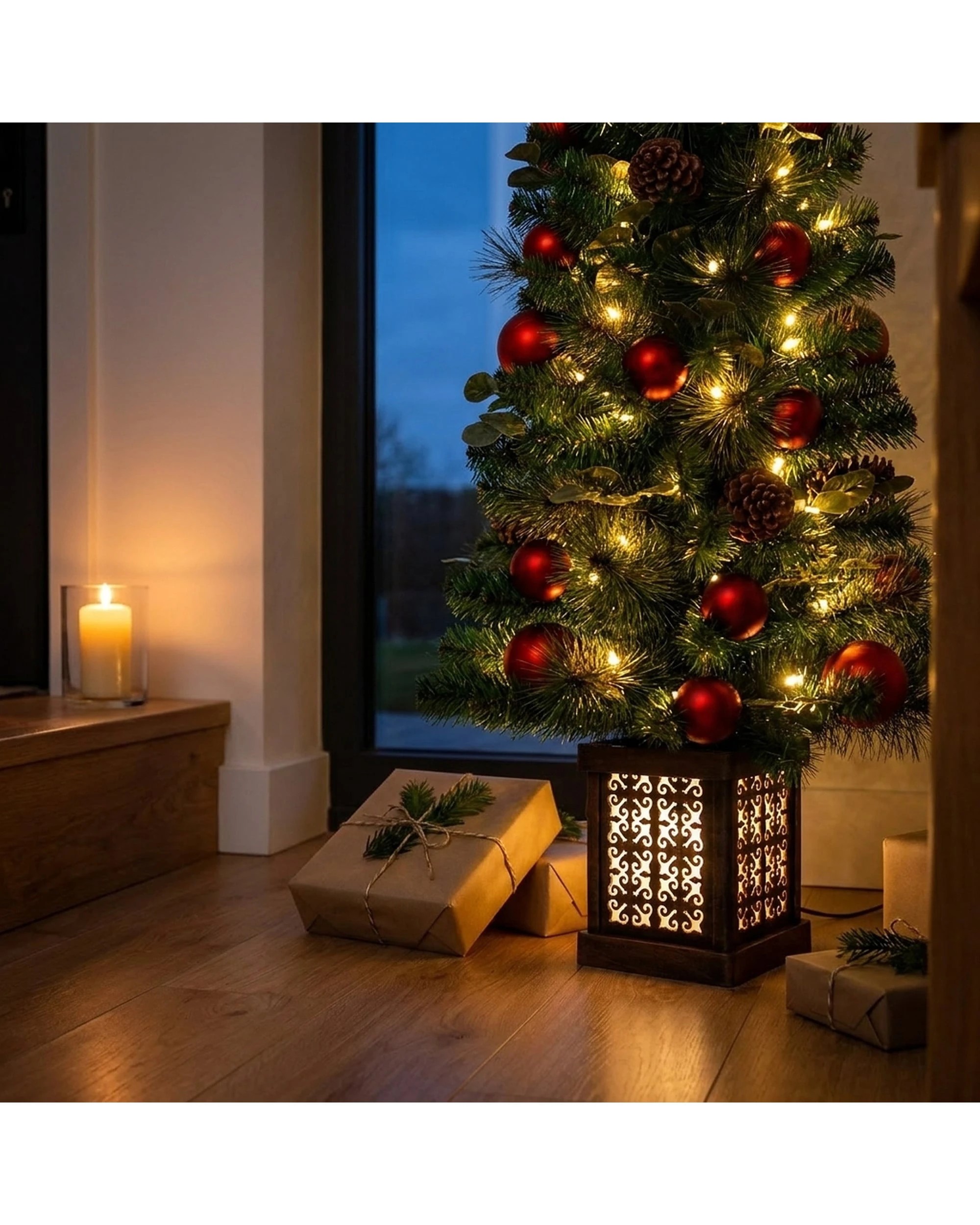 4 Christabelle 1.2m 4ft Sable Fir Potted Christmas Tree Pre Lit Multi Function LED Artificial Indoor Xmas Decor Home, 4 of 10