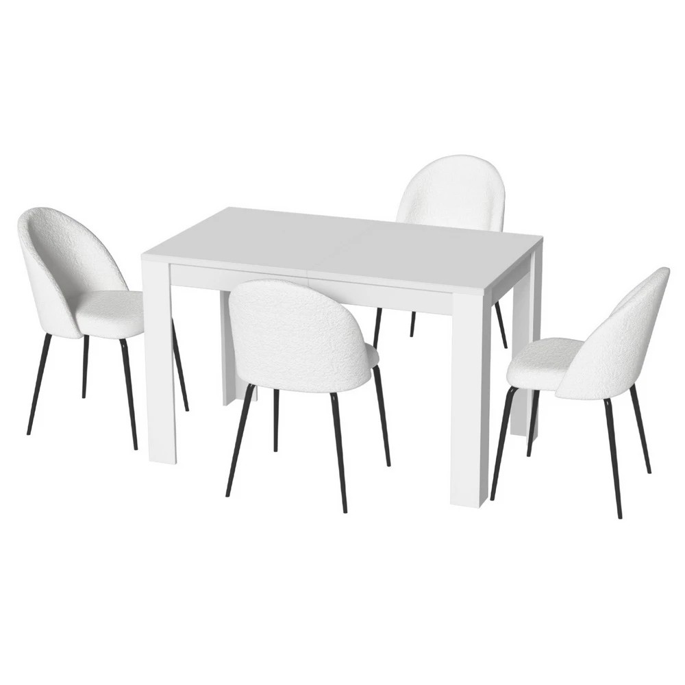 1 1 Artiss Dining Table and 4 Chairs Set  Sherpa - White, 1 of 5