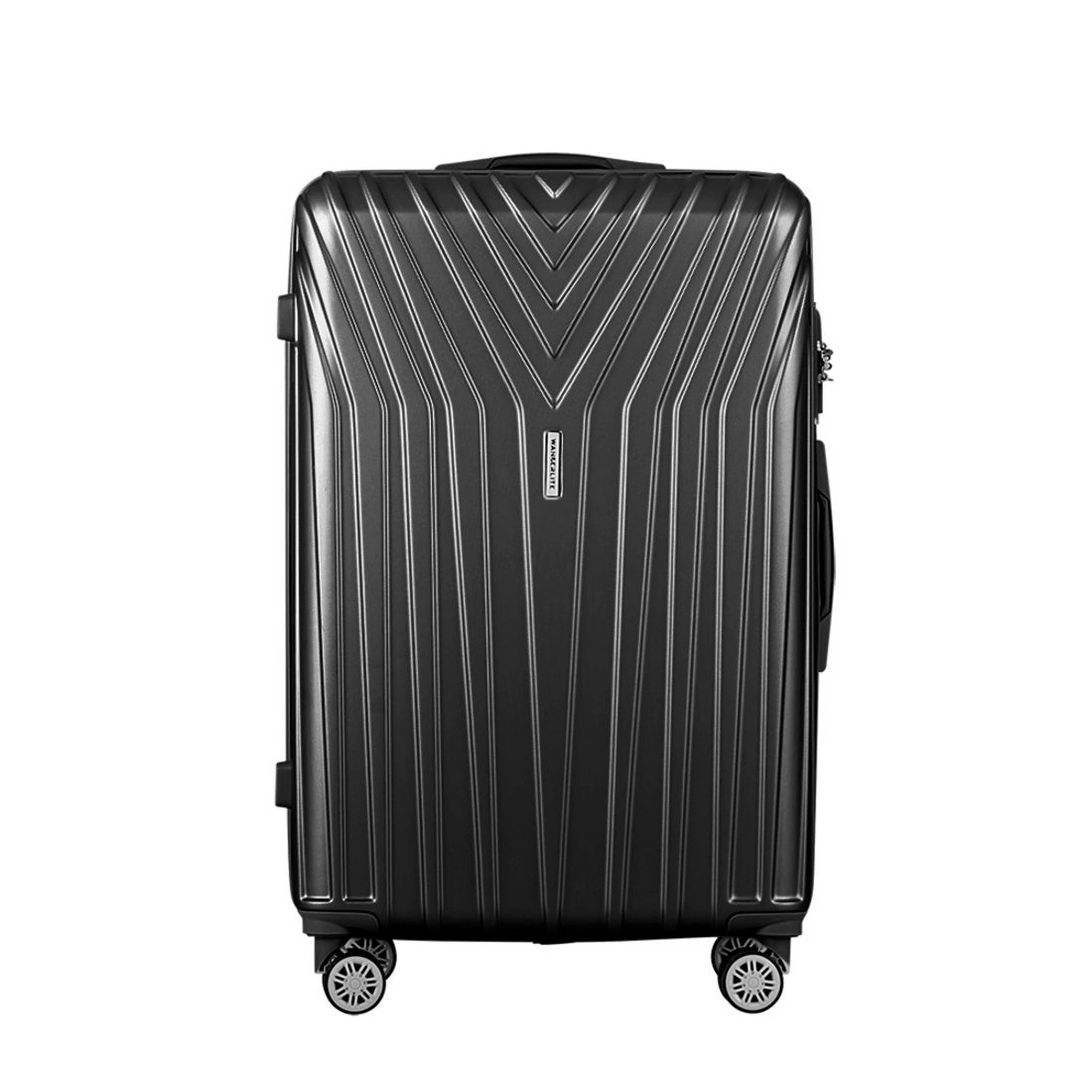 2 Wanderlite 3pc Luggage Trolley Set Suitcase Travel TSA Hard Case Carry On - Black, 2 of 5