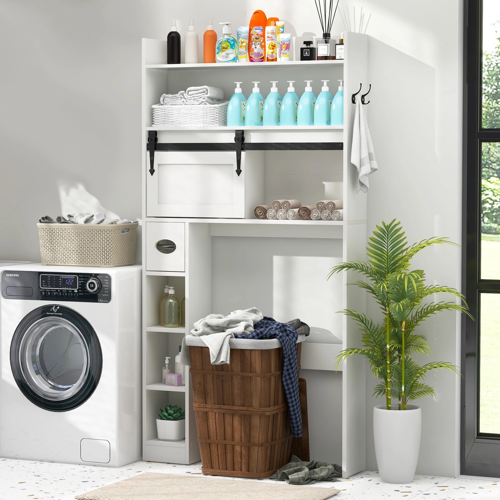 3 Costway Over the Toilet Bathroom Storage Cabinet Space-Saving Cupboard, 3 of 5