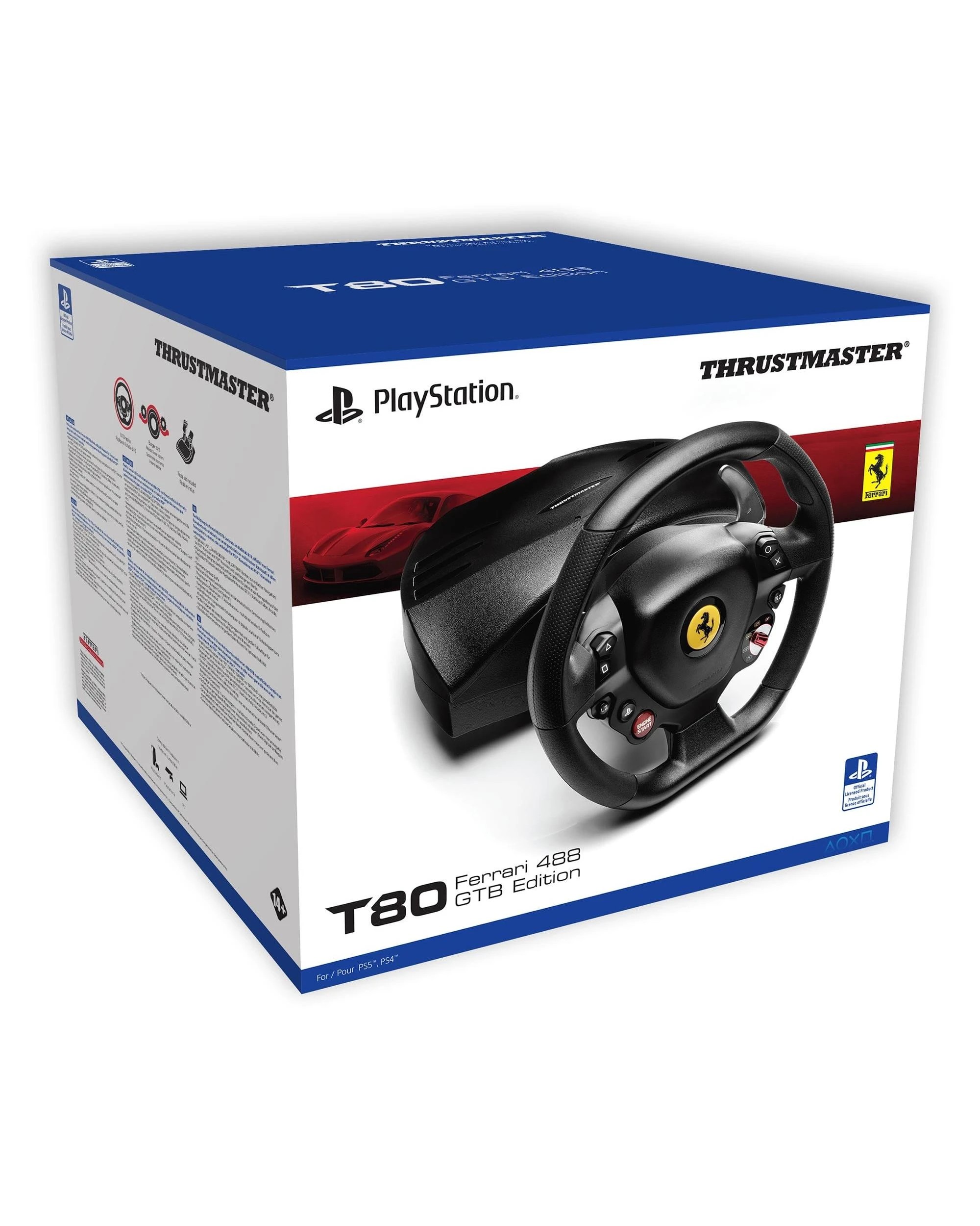 1 Thrustmaster T80 Ferrari 488 GTB Edition Racing Wheel for PS5, PS4, PC - Black, 1 of 5