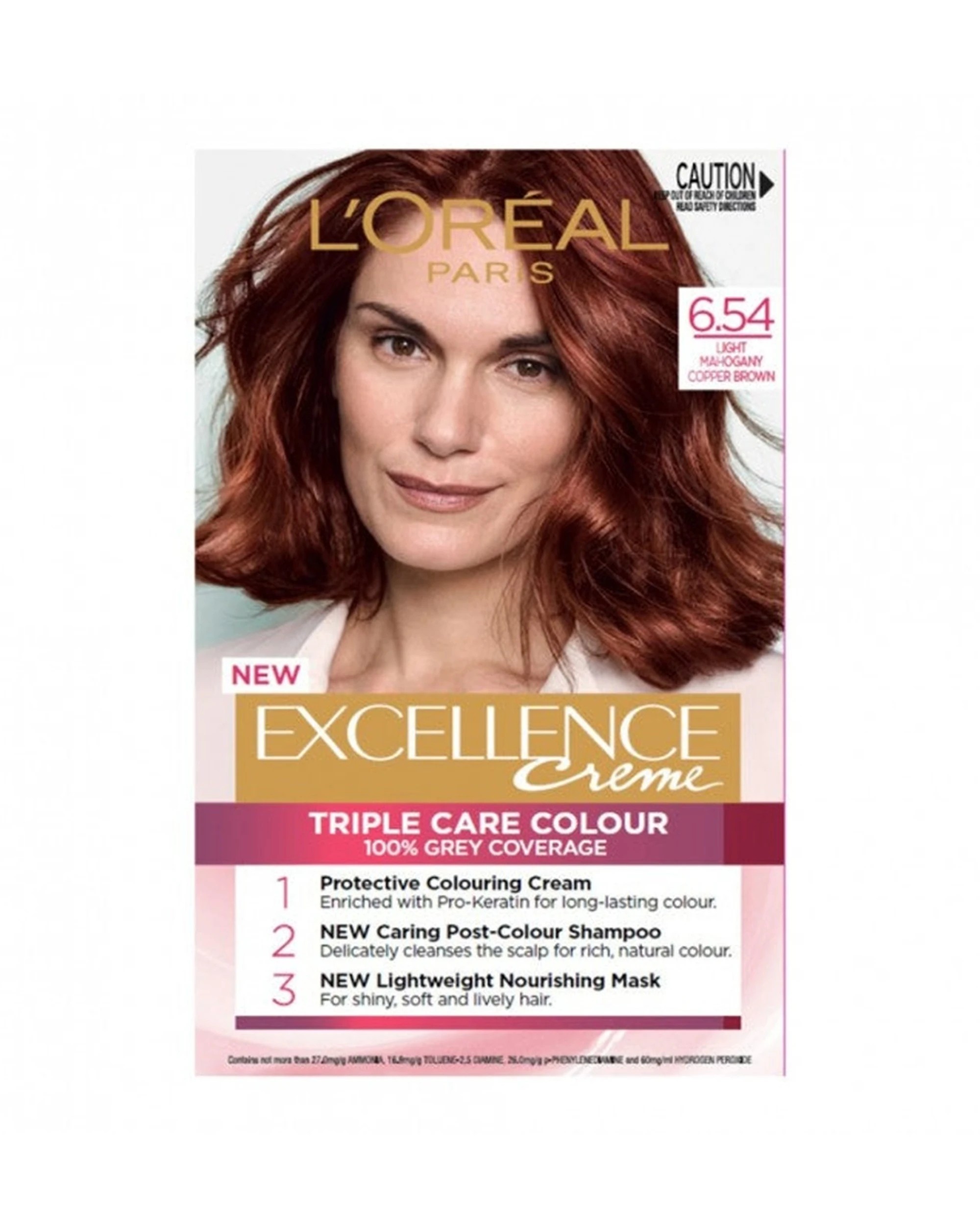 1 Loreal Excellence Crème 6.54 Light Copper Mahogany Brown Hair Colour - Brown, 1 of 1