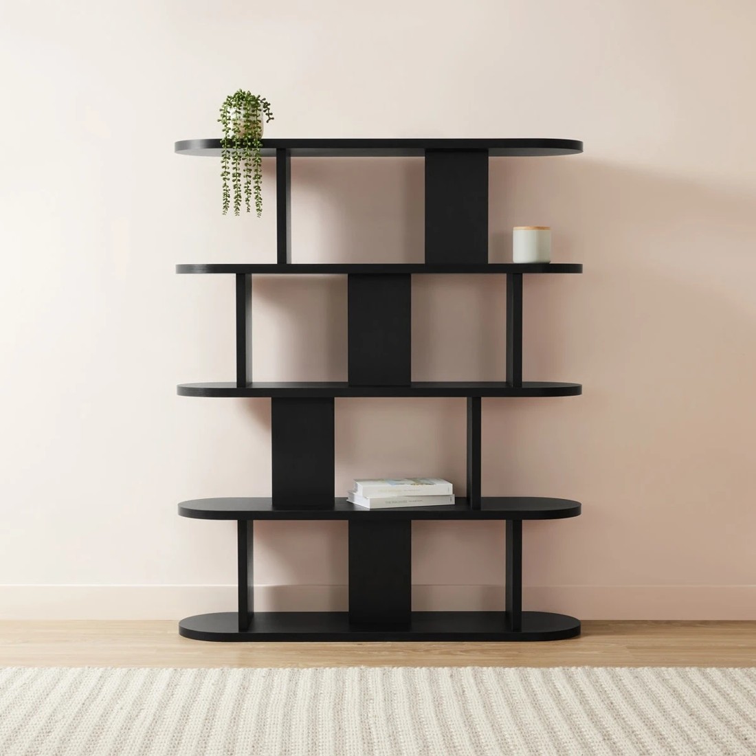 1 5 Tier Lozenge Bookshelf - Black, 1 of 5