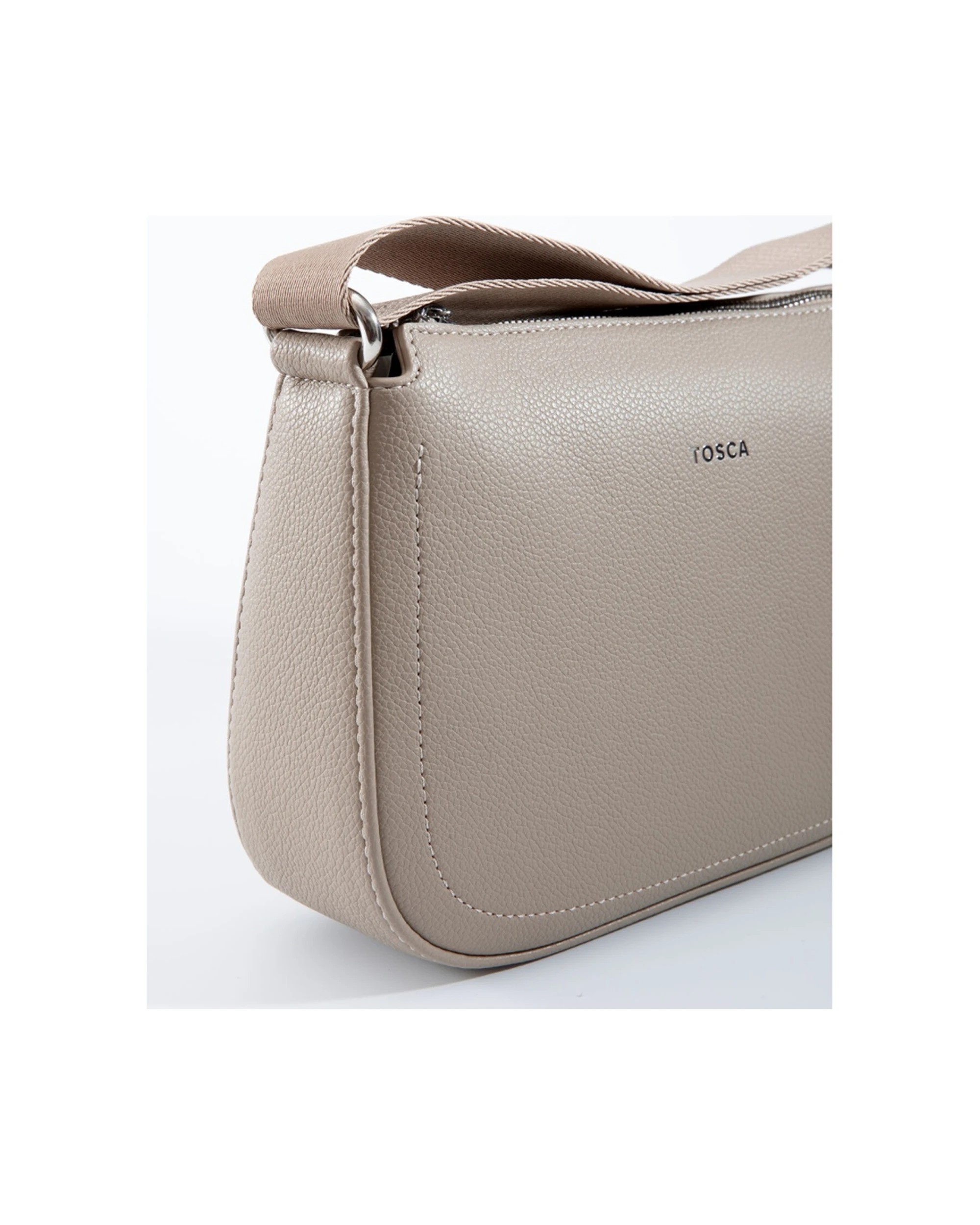 4 Tosca Crossbody Bag Textured Adjustable Strap Everyday Handbag Taupe - Beige, 4 of 5