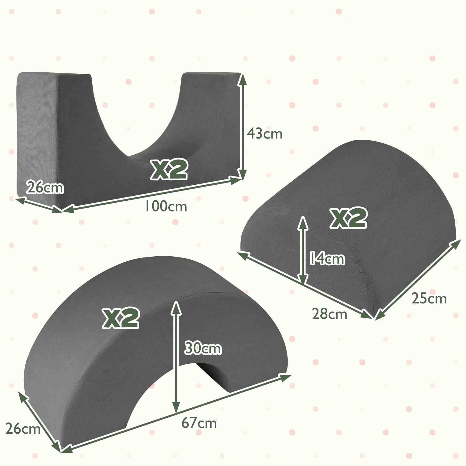 2 Costway 6 Piece Crawl & Climb Foam Play Set Climbing Blocks Soft Toy - Grey, 2 of 3