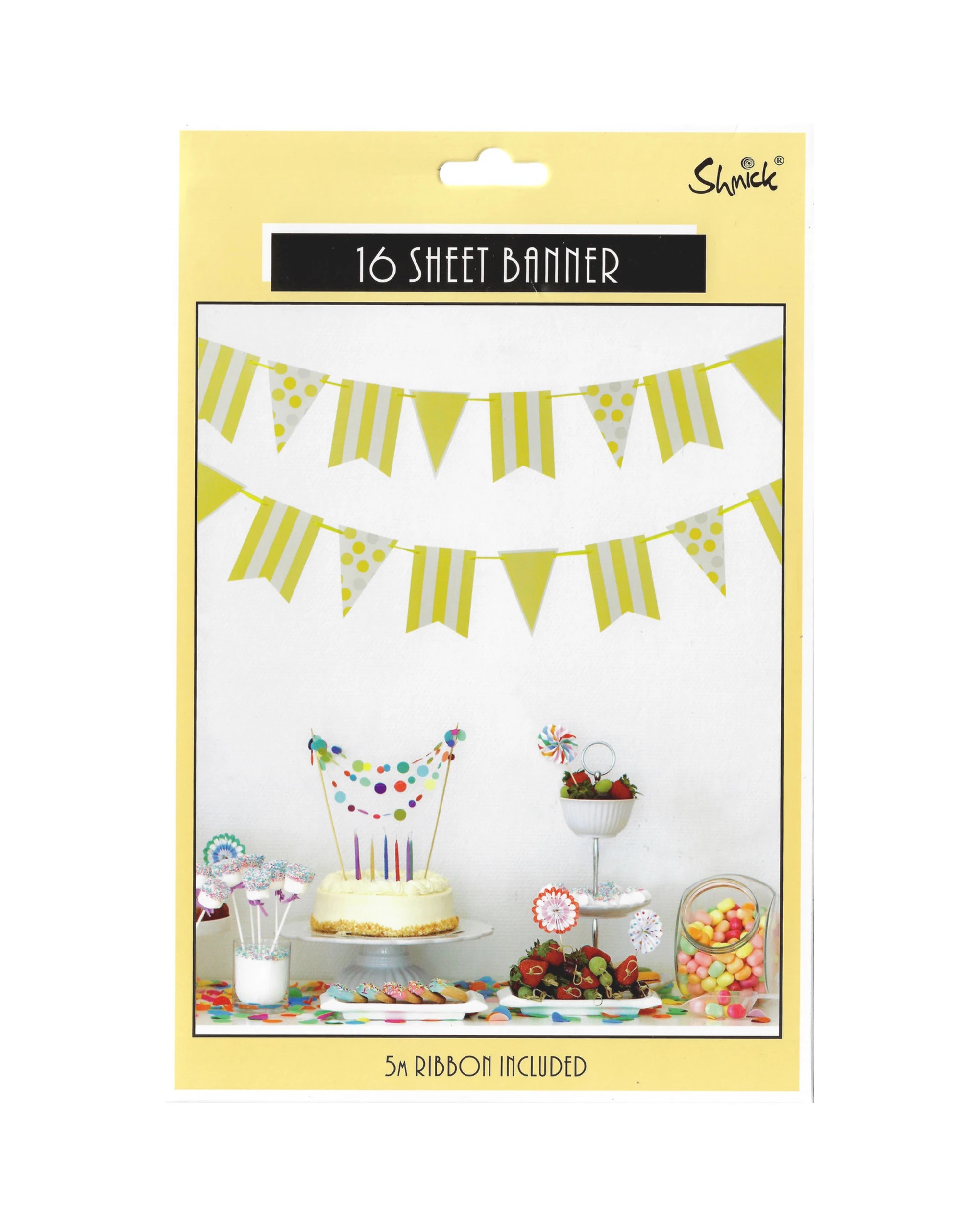 2 Party Planet Light Polka Dots and Stripes Pennant Banner Pennant Banner - Yellow, 2 of 2
