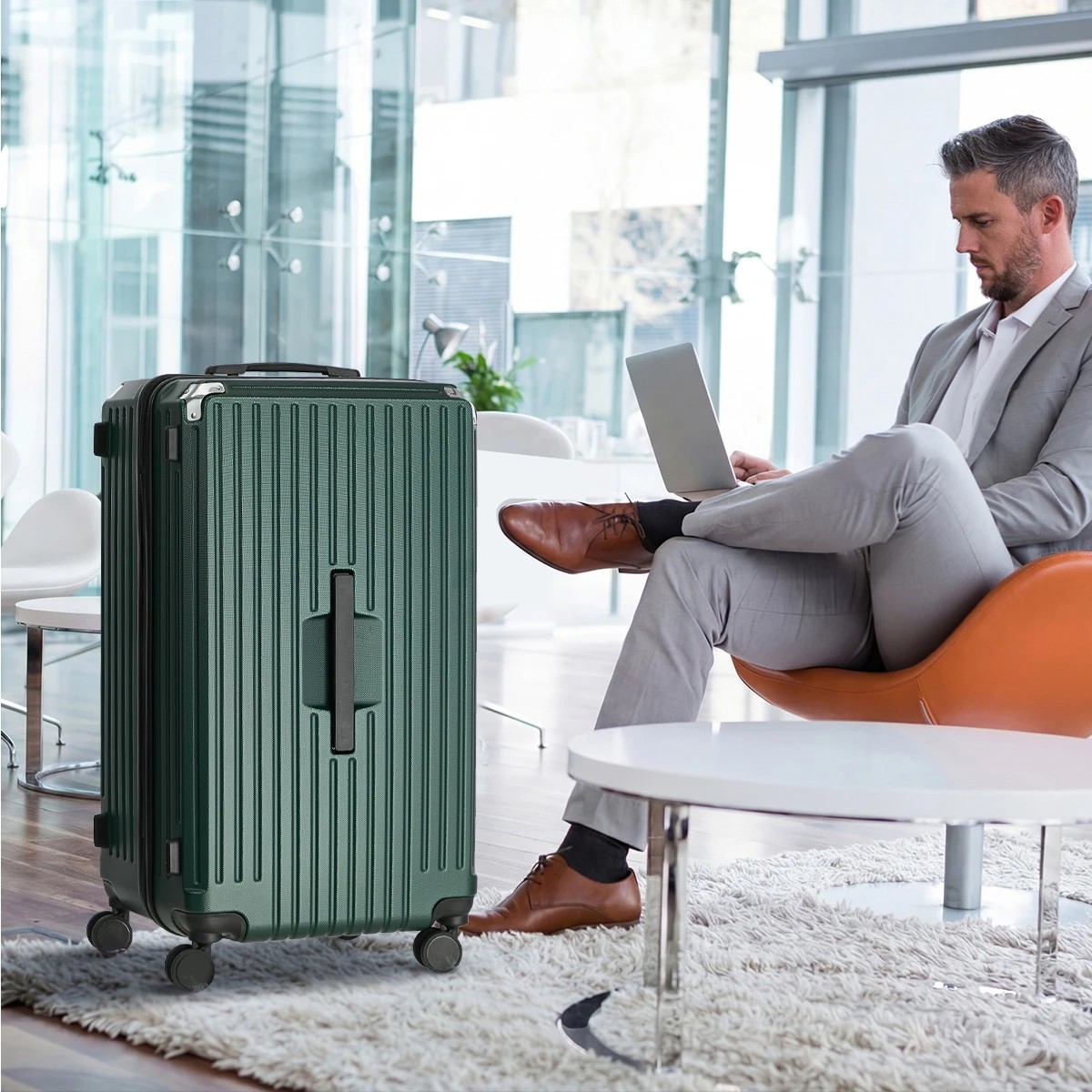 9 Mazam 28" Luggage Suitcase TSA Hard Shell Case with Cup Holder - Green, 9 of 9