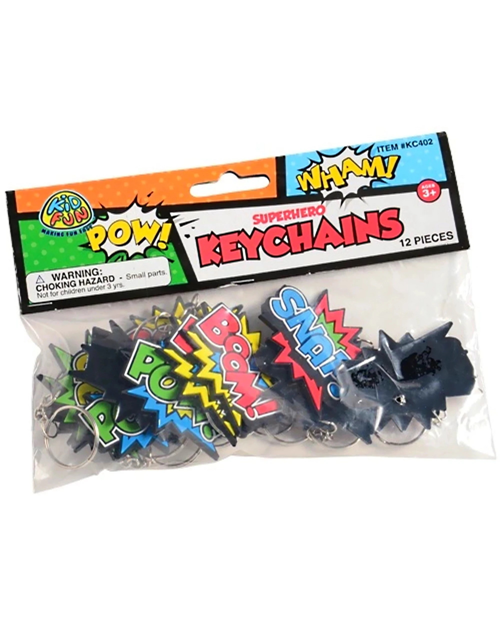 2 Partyrama Superhero Slogan Keyrings Pack of 12, 2 of 2