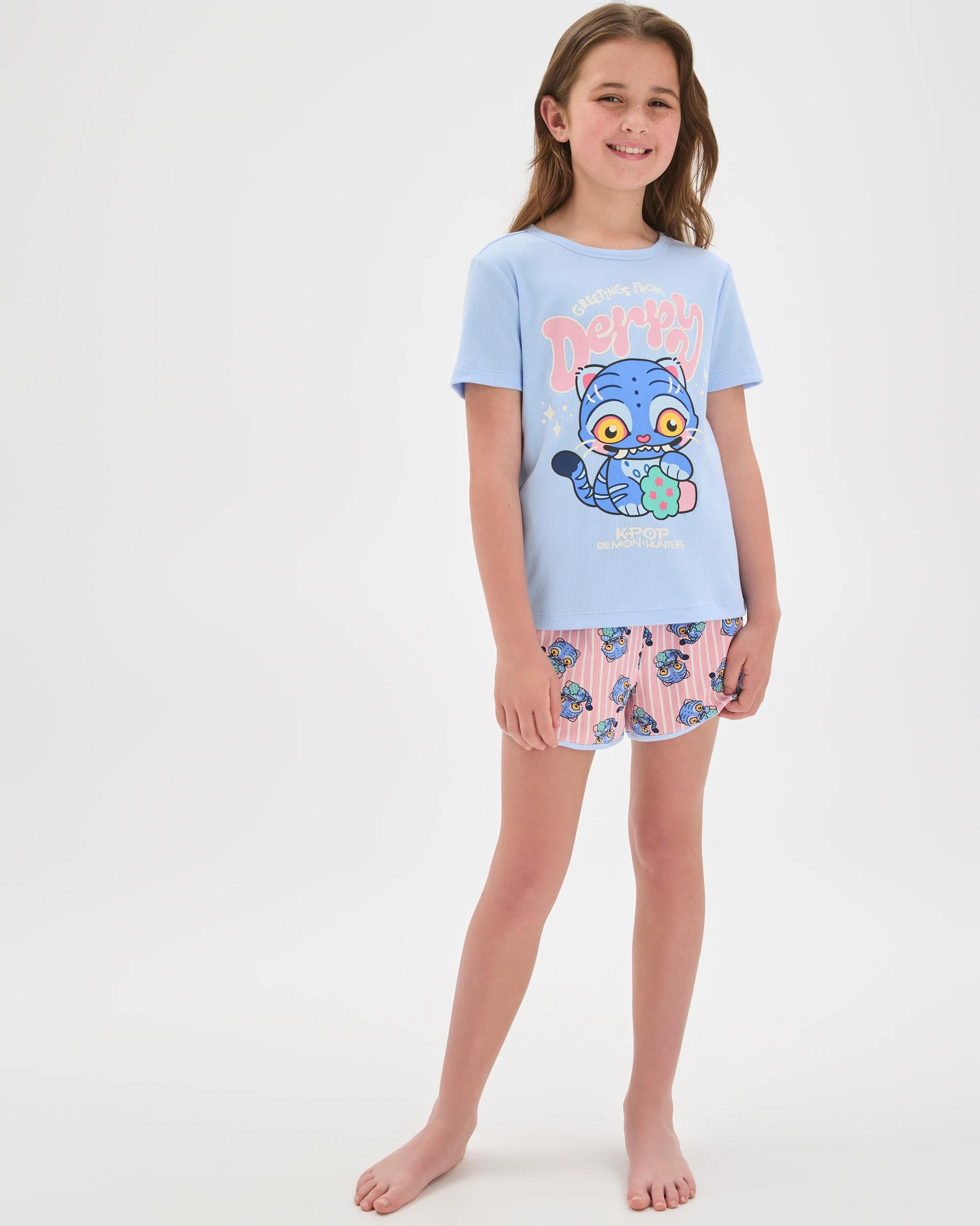 1 KPop Demon Hunters Derpy Licensed Australian Cotton Girls Elevated Pyjama Set KPOP DERPY MULTI, 1 of 8