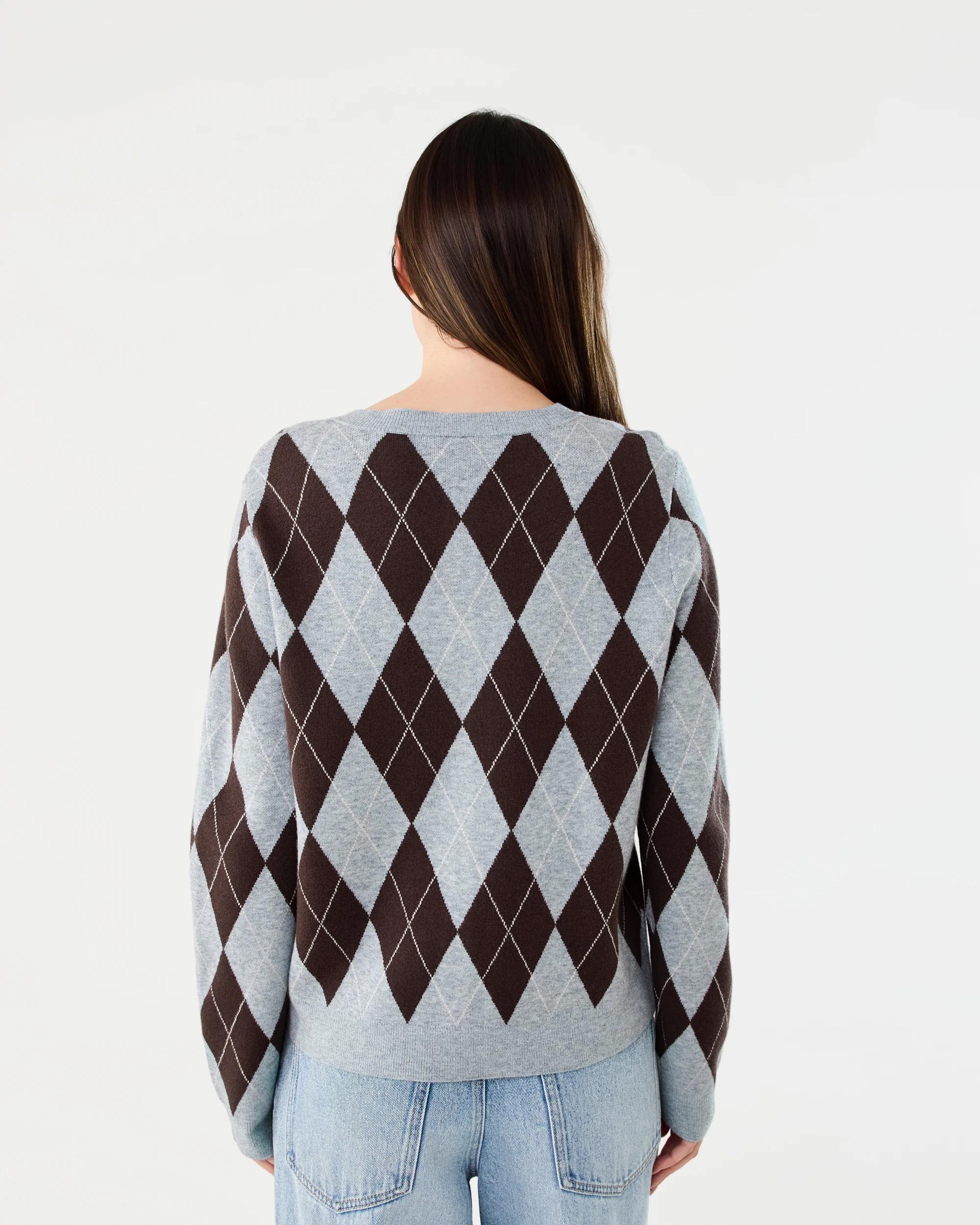 3 Lightweight Argyle Cardigan Gry Argyle, 3 of 7
