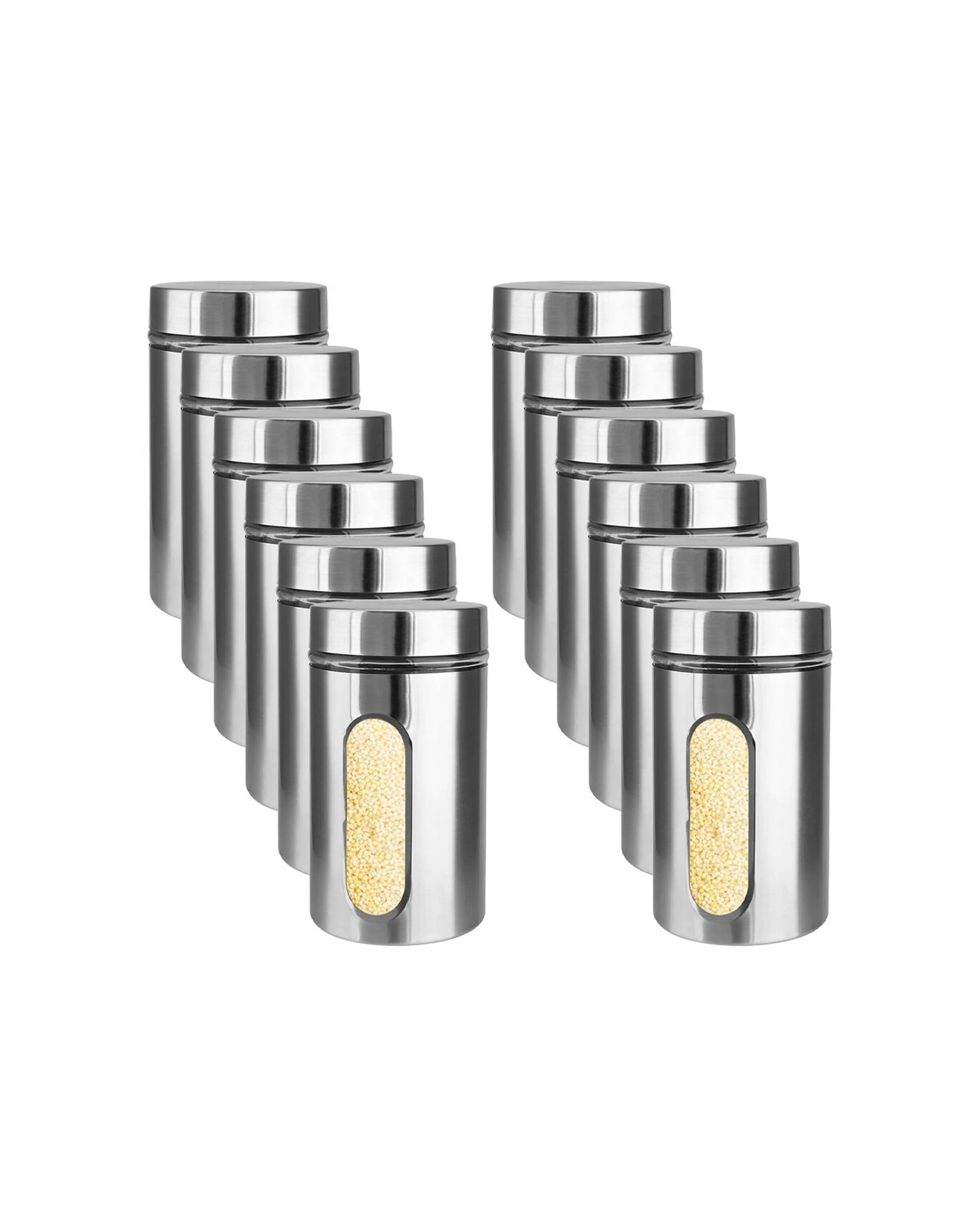 1 Glass & Co 12PK Large Stainless Steel Window Canister Jar 1000ml - Assorted, 1 of 3