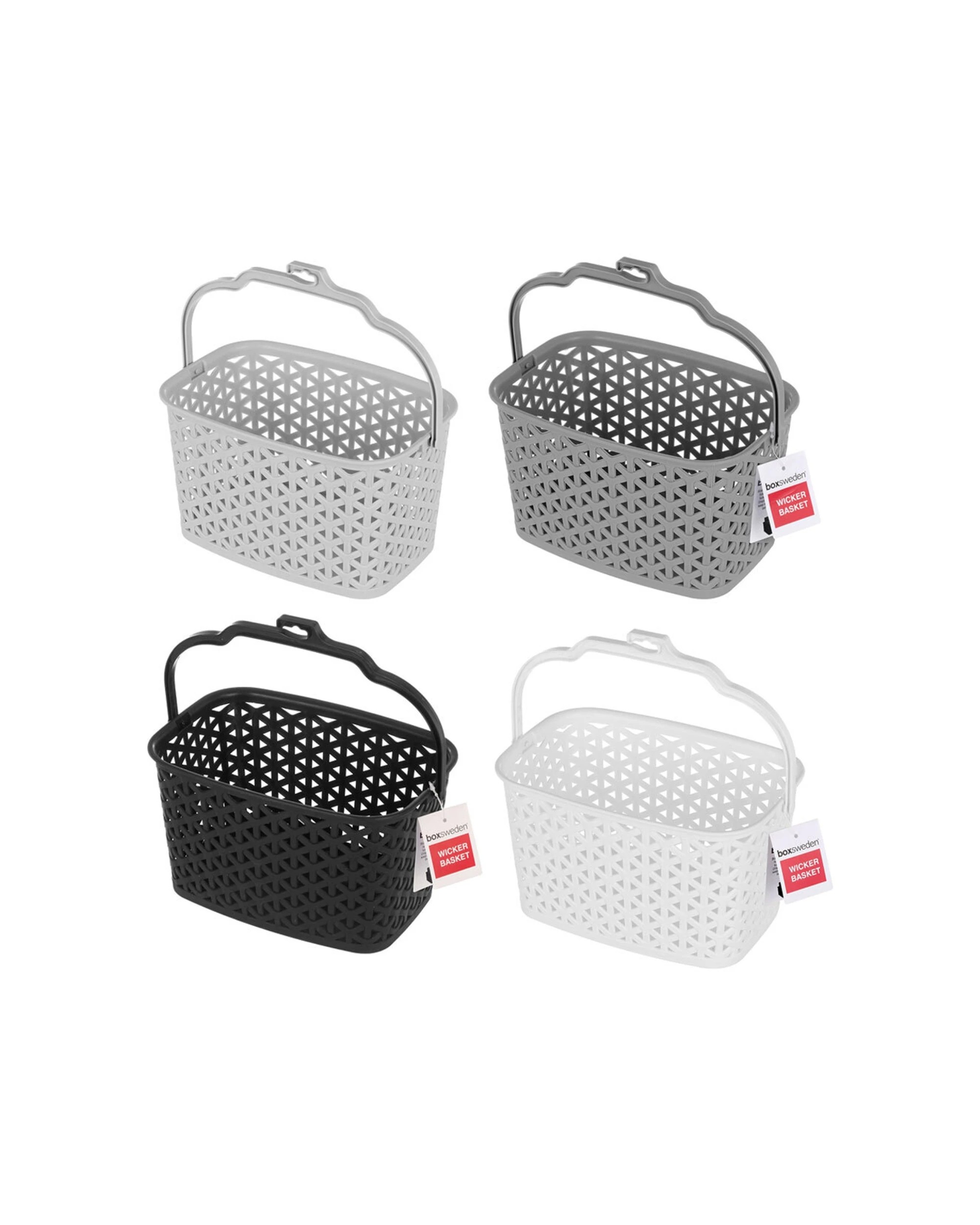 1 Boxsweden 4PK Wicker Design Peg Basket Peg Baskets Peg Organiser Breathable - Assorted, 1 of 5