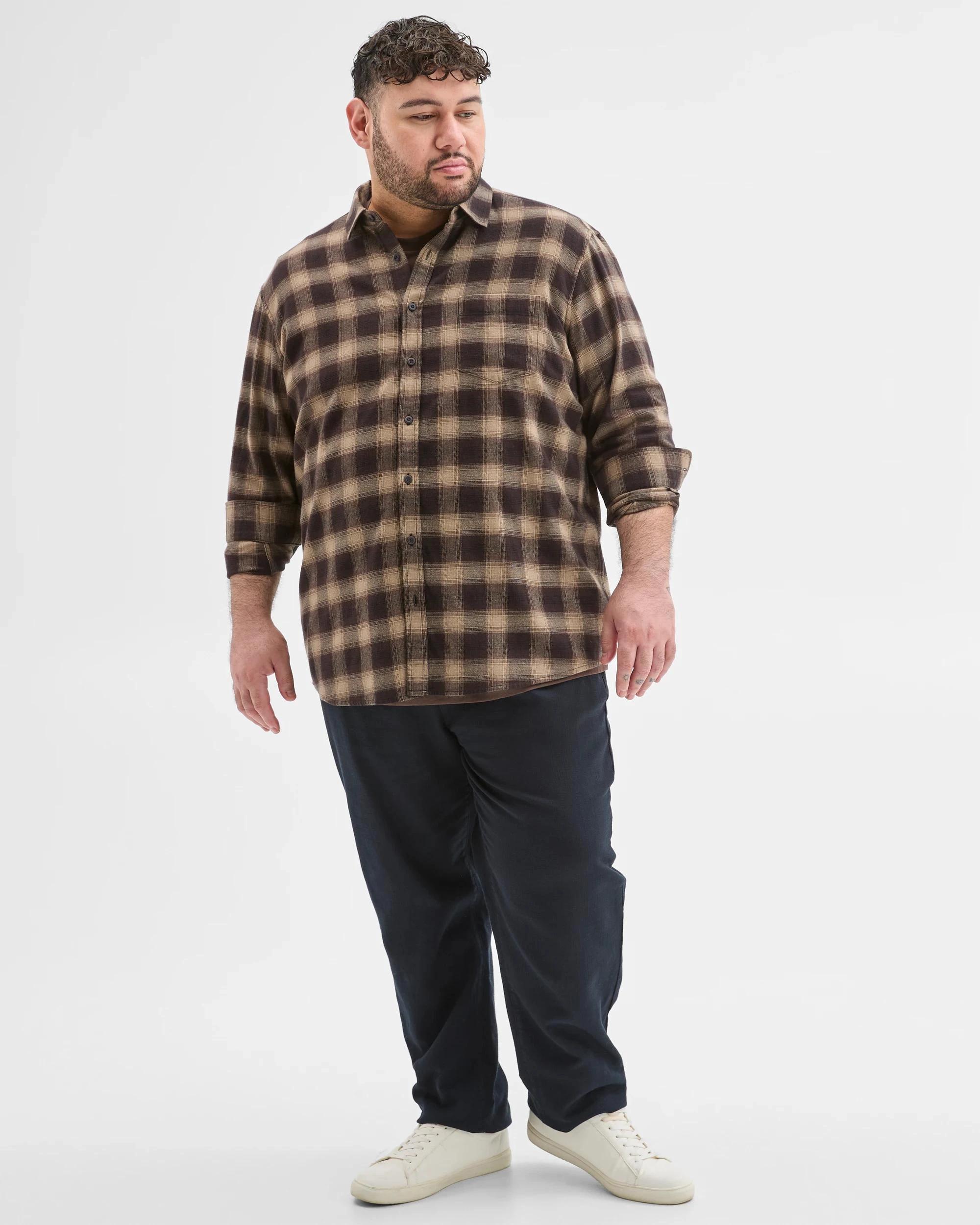 3 Target Man Plus Plus Size Australian Cotton Long Sleeve Flannelette Shirt CHOCOLATE, 3 of 4