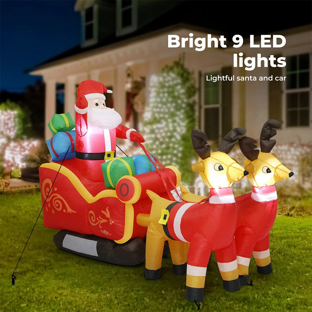 6 Santaco 2.2M Xmas Inflatable Decor Christmas Sleigh And Reindeer, 6 of 7