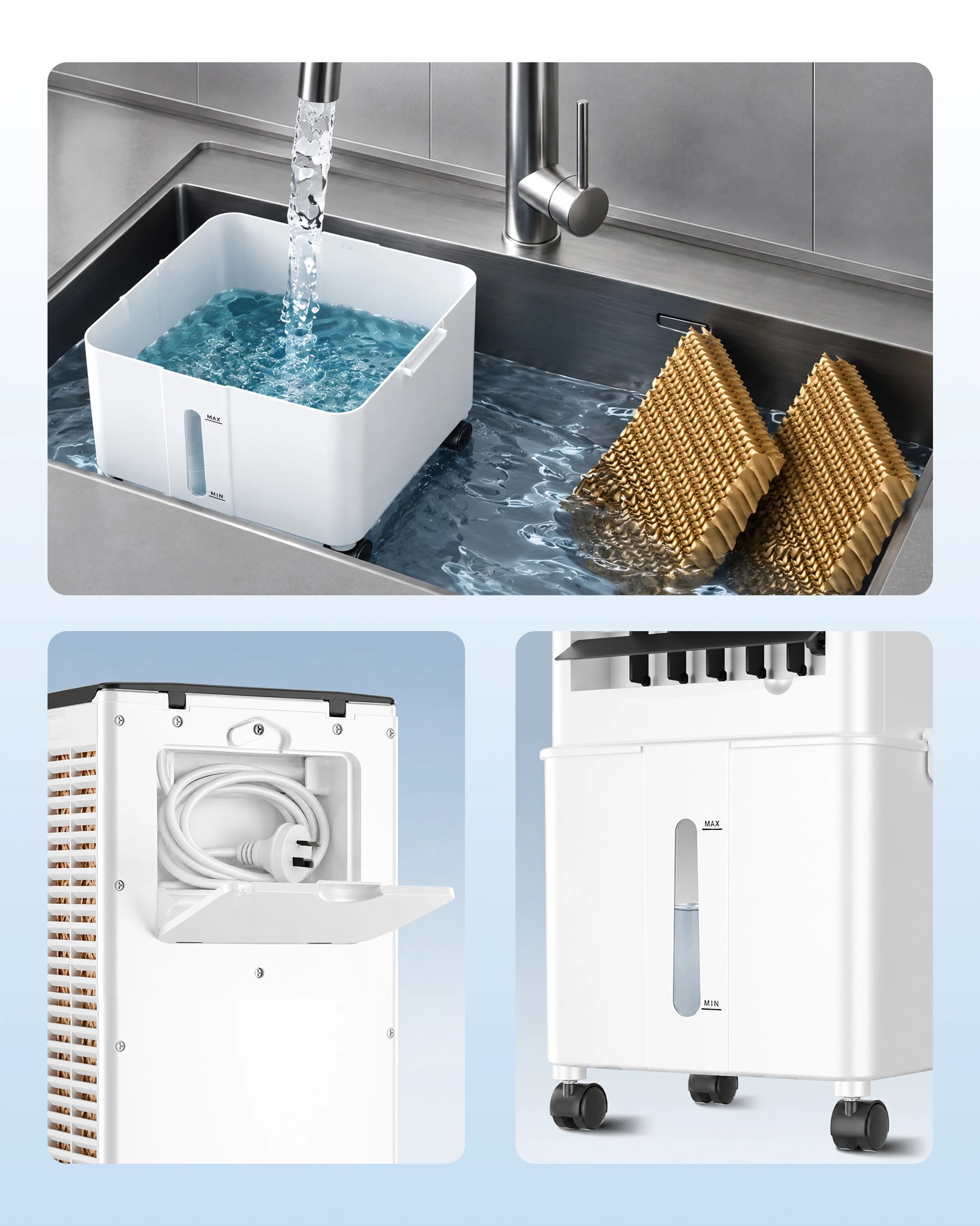 4 Advwin 10L Evaporative Air Cooler Fan 2 packs - White, 4 of 8