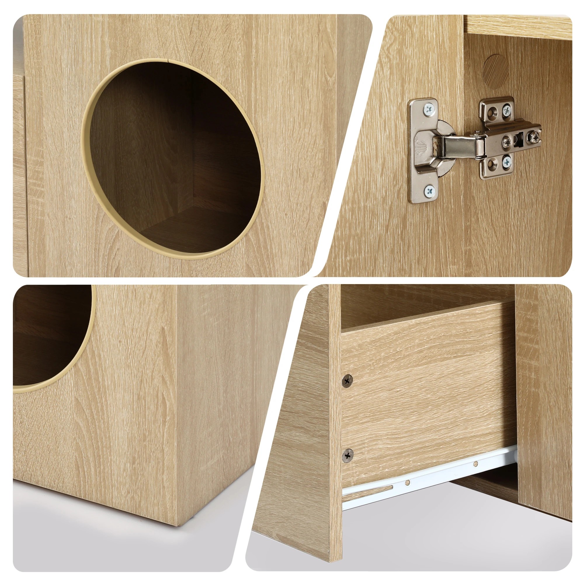7 Artiss 185CM TV Unit with Cat House Storage Cabinet - Natural, 7 of 8