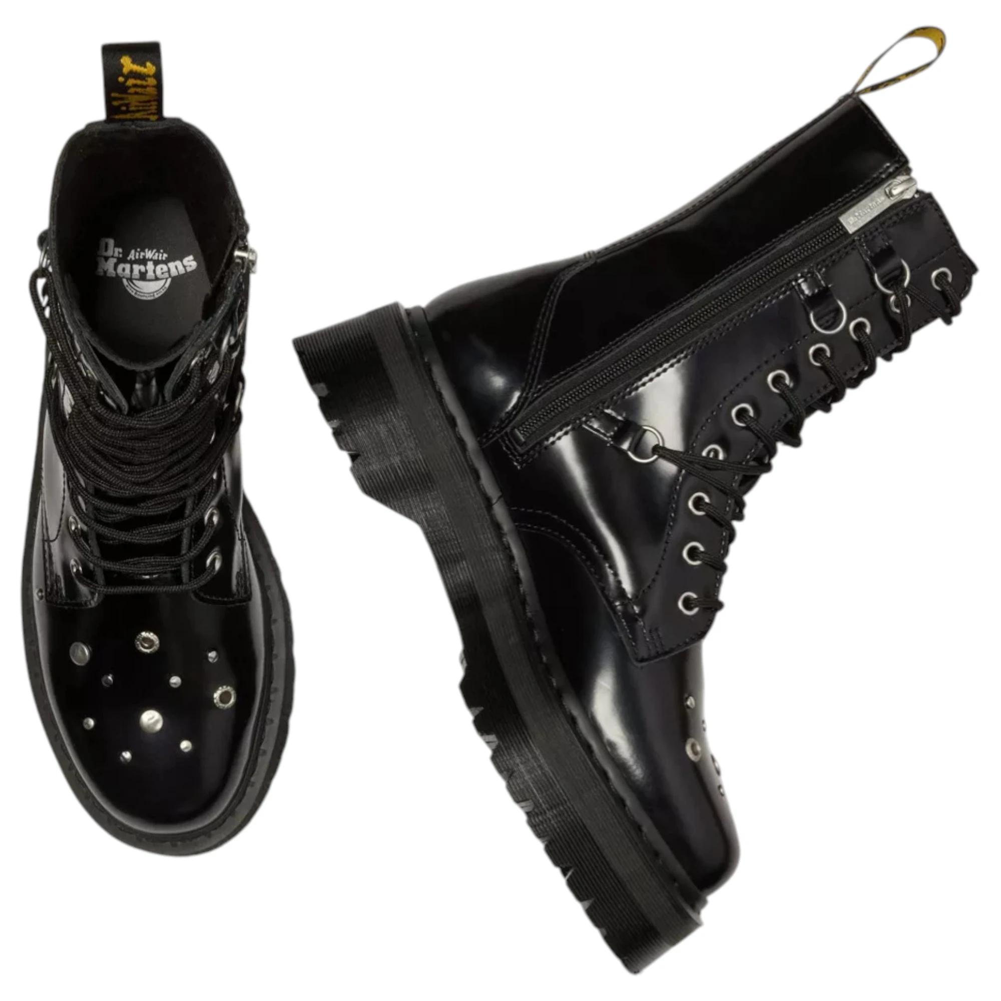 5 Dr. Martens Womens Jadon Hi Studded Boots Lace Up Shoes BLACK, 5 of 8