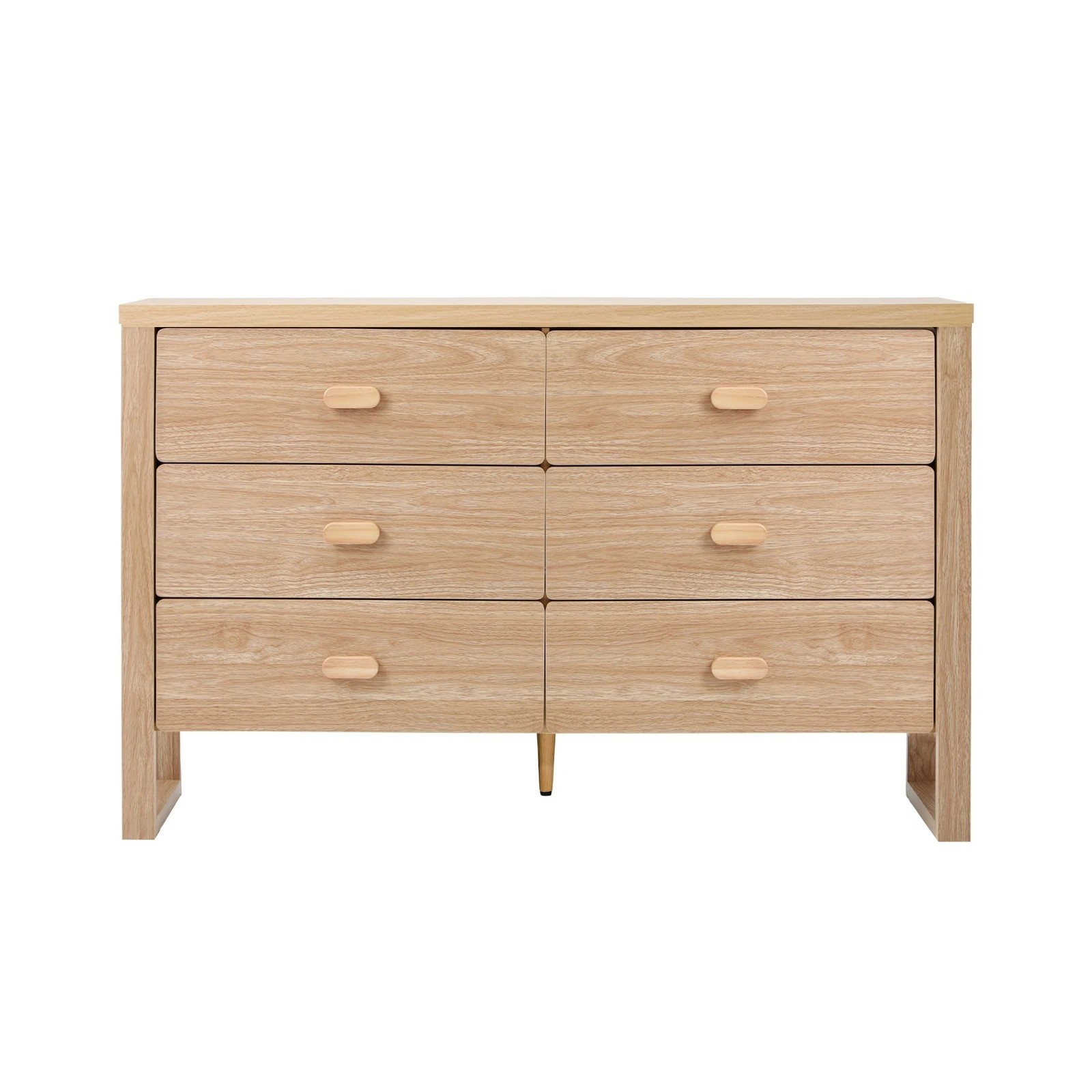 4 Oikiture 6 Chest of Drawers Dresser Lowboy Storage Desk Bedroom - Natural, 4 of 6