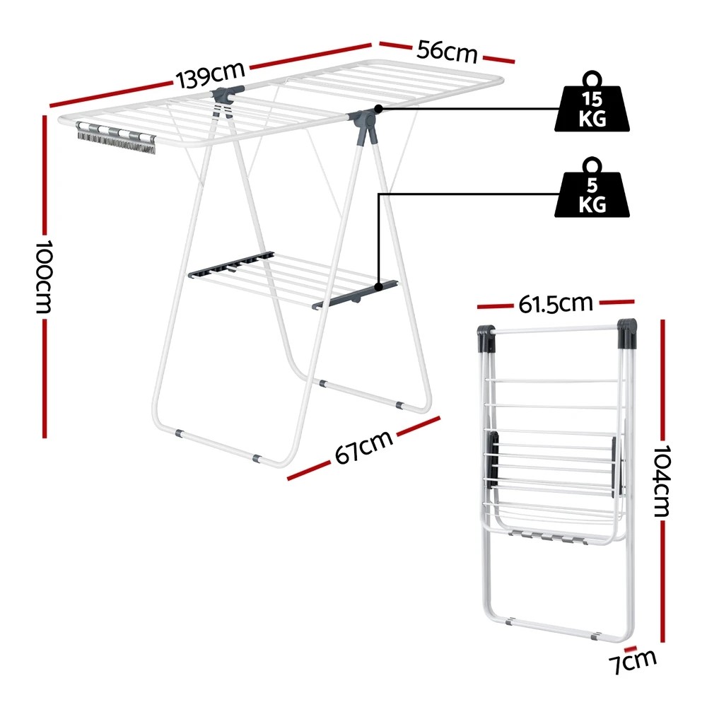 2 Artiss 2 Tier Clothes Rack Airer Foldable 139CM - Multi, 2 of 7