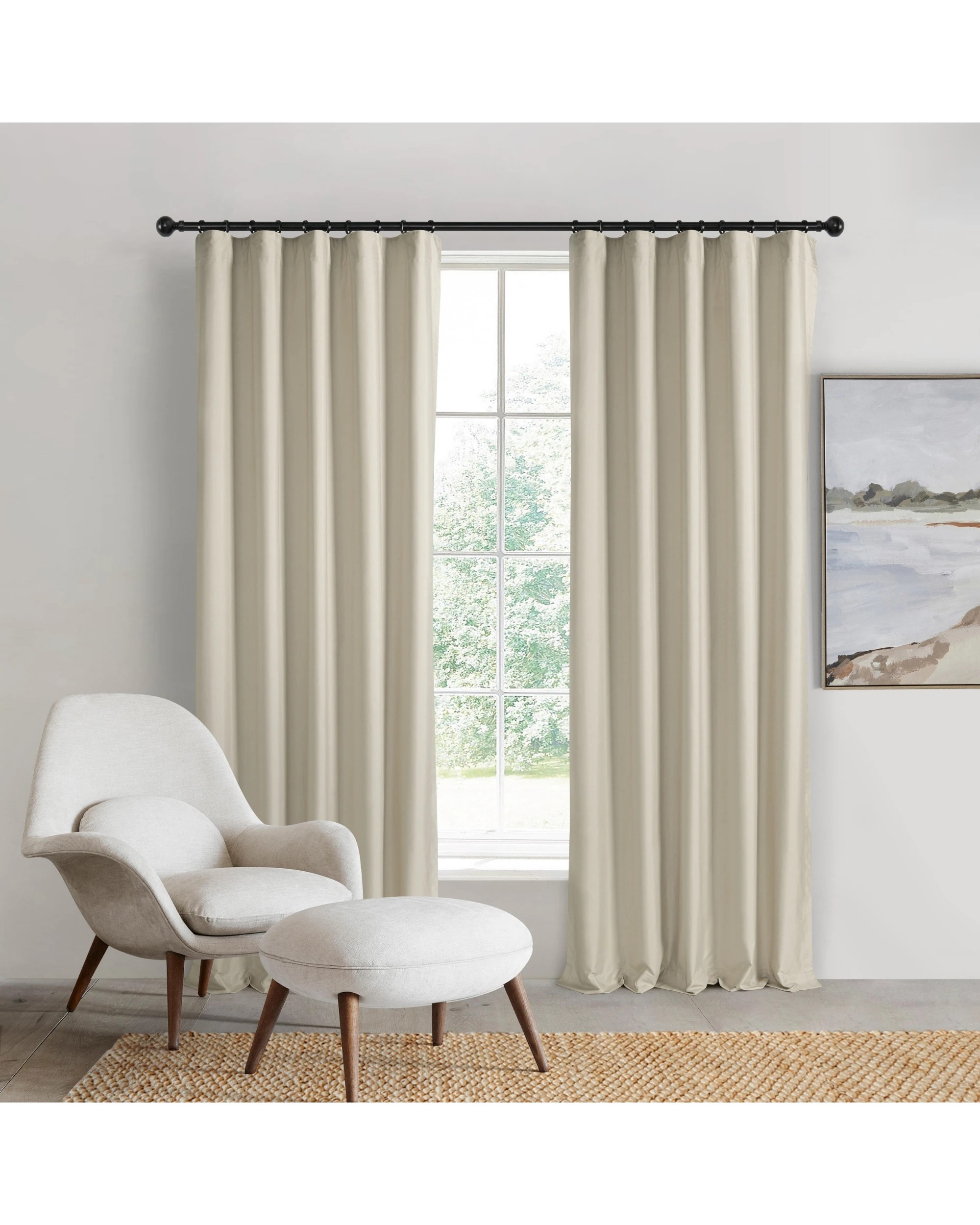1 Sherwood Home Orlando Blockout Multi Header Curtain Pair 225x223cm - Sand, 1 of 8