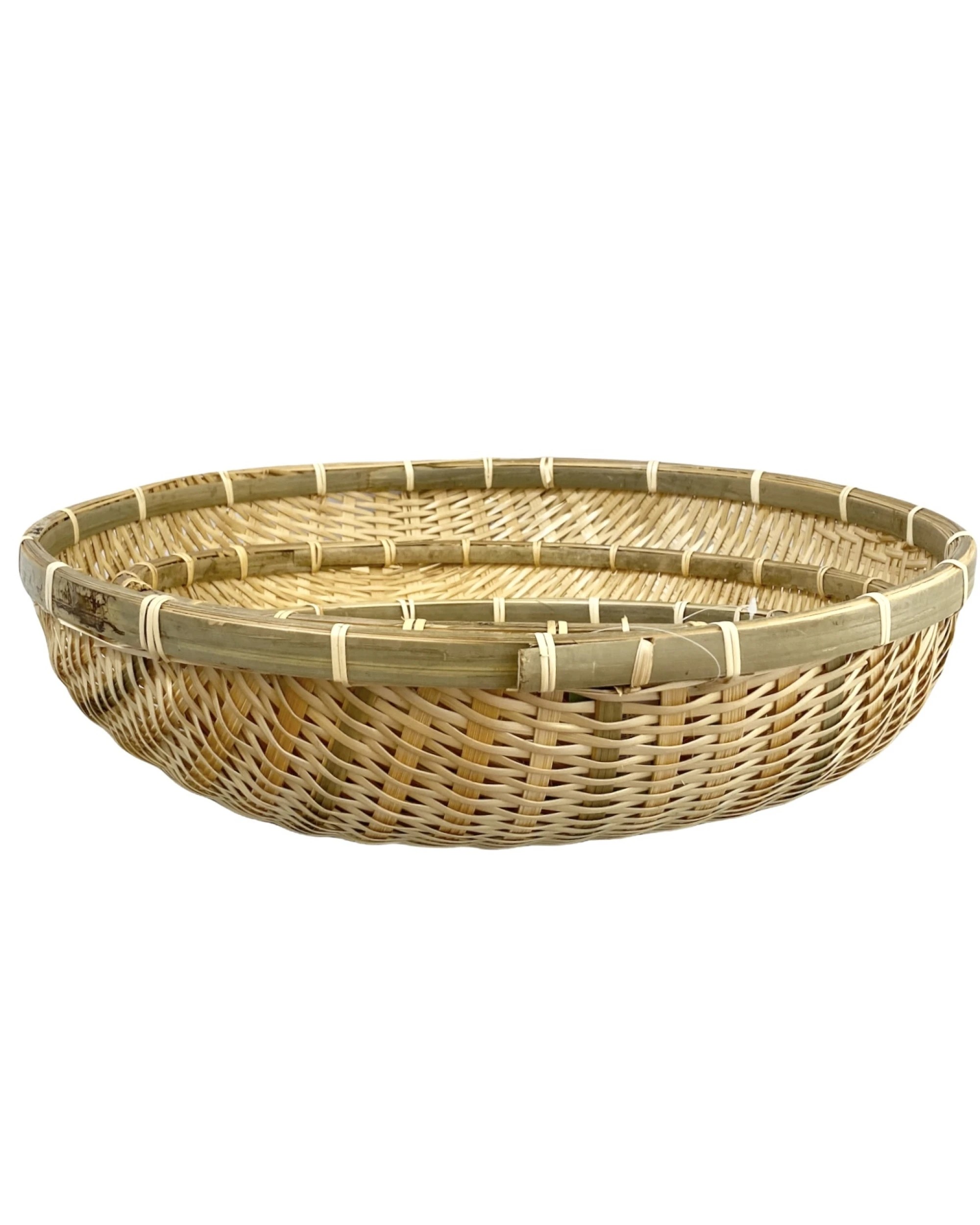 3 Br Home Round Bamboo Bowl Basket Serving Dishware Natural Wood - Set Of 4, 3 of 4
