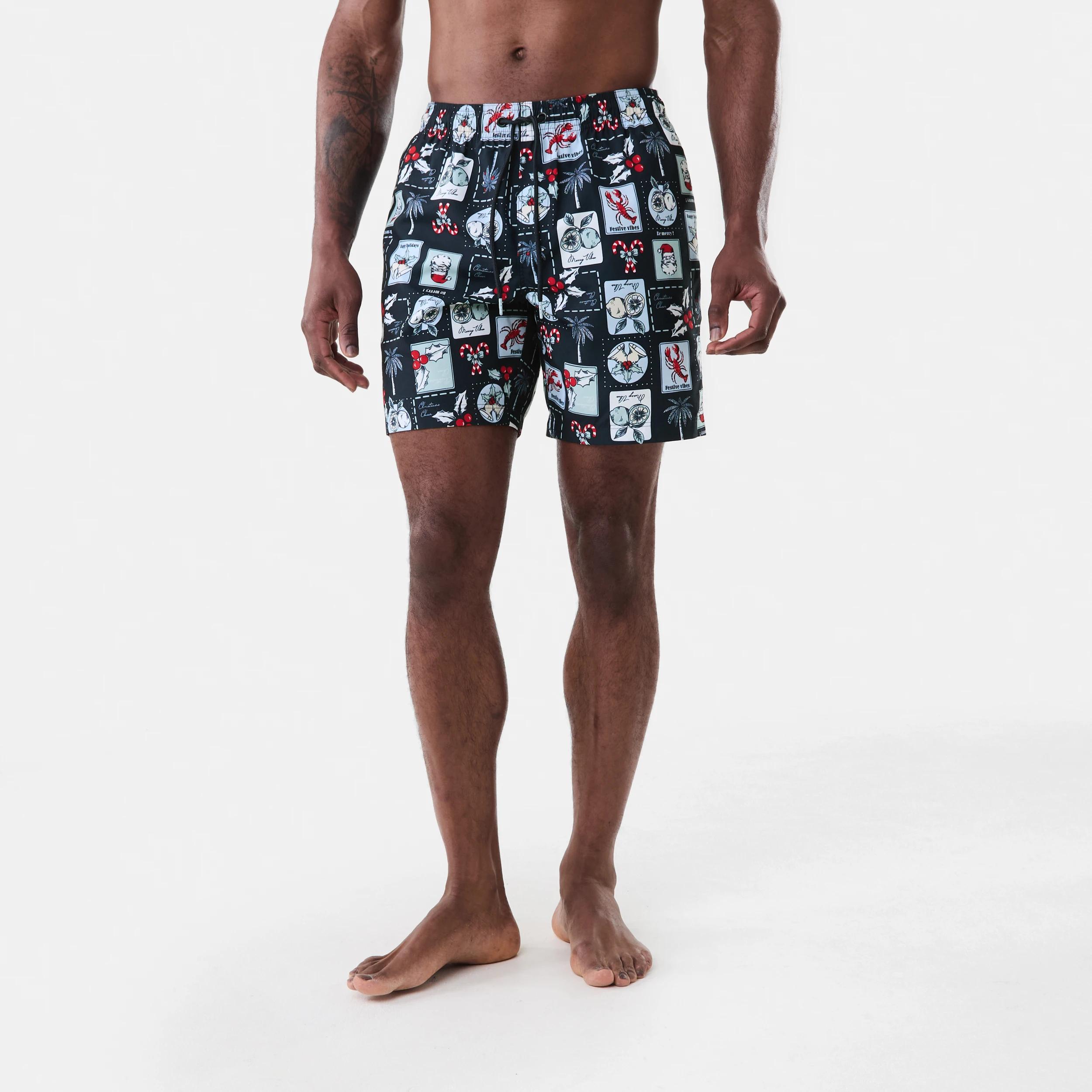 7 Regular Christmas Print Boardshorts Blu Xmasvc, 7 of 7
