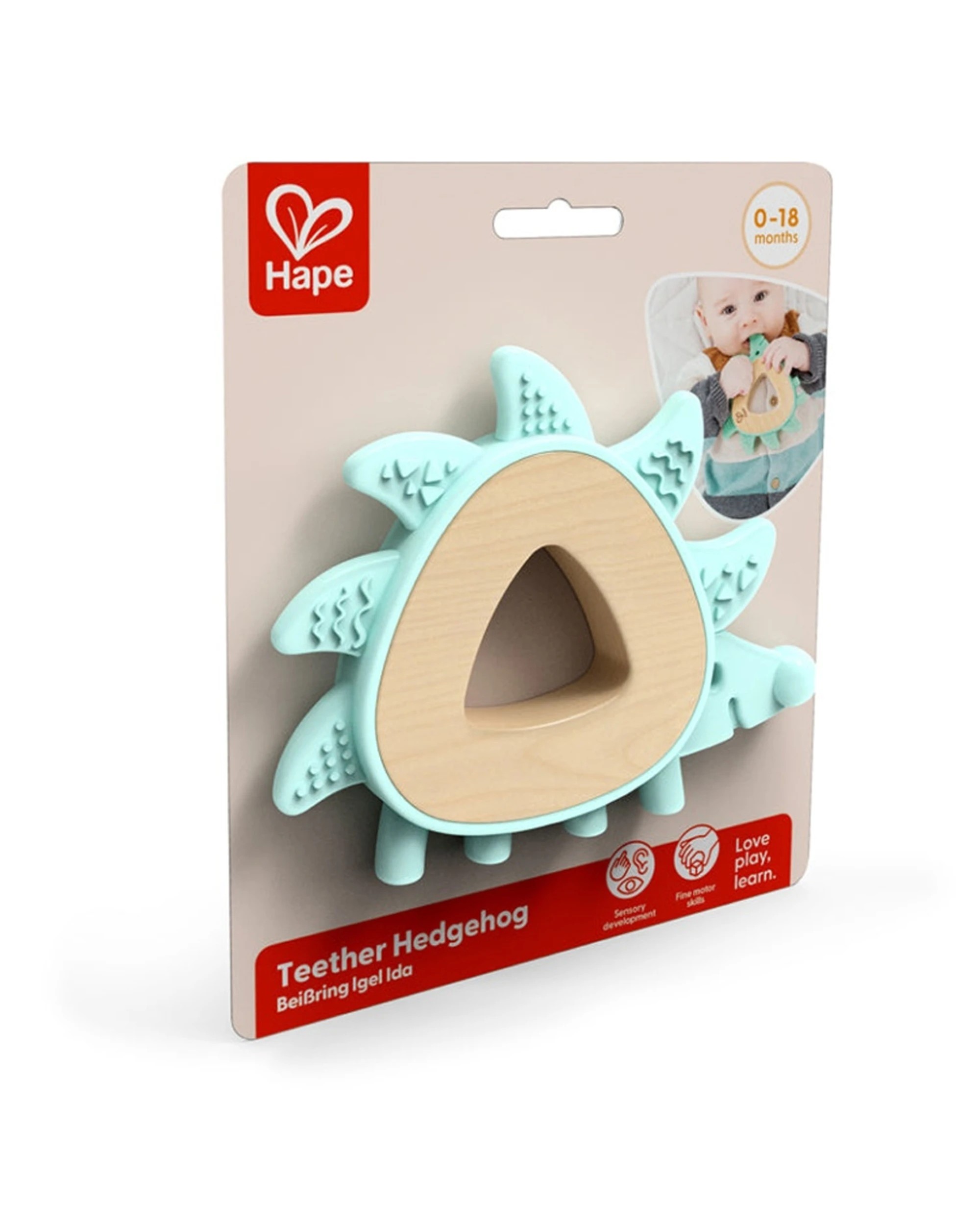 2 Hape Teether Hedgehog Silicone And FSC Wood For Babies Safe Soothing Infant Toy, 2 of 3