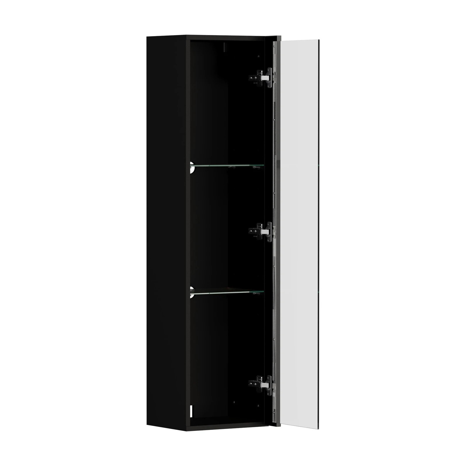 7 Oikiture 2PCS LED Display Cabinet Wall Mounted Storage Cupboard Cabinet - Black, 7 of 8