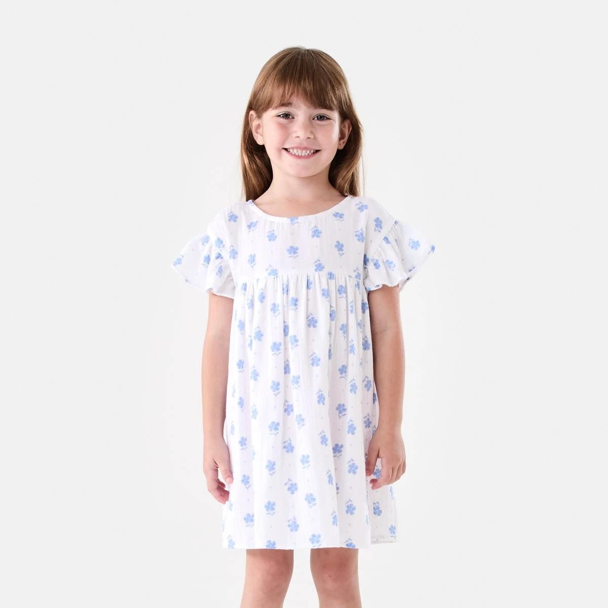1 Woven Dress PANSY BLOOMS WHITE, 1 of 8