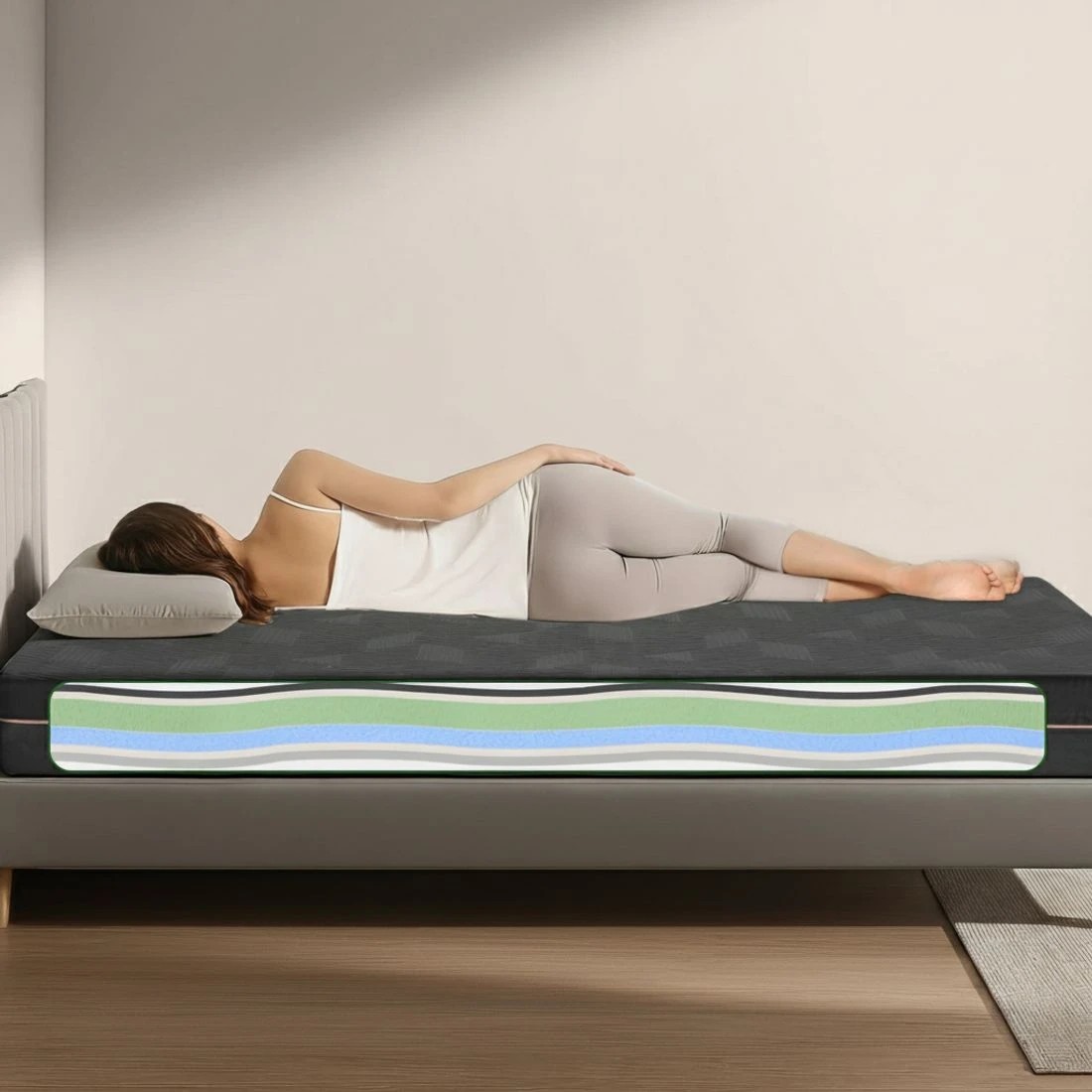 6 Giselle 18cm Memory Foam Mattress Tea Foam Cool Gel Foam Mattresses Double  Double Bed - Double Bed - Black, 6 of 10