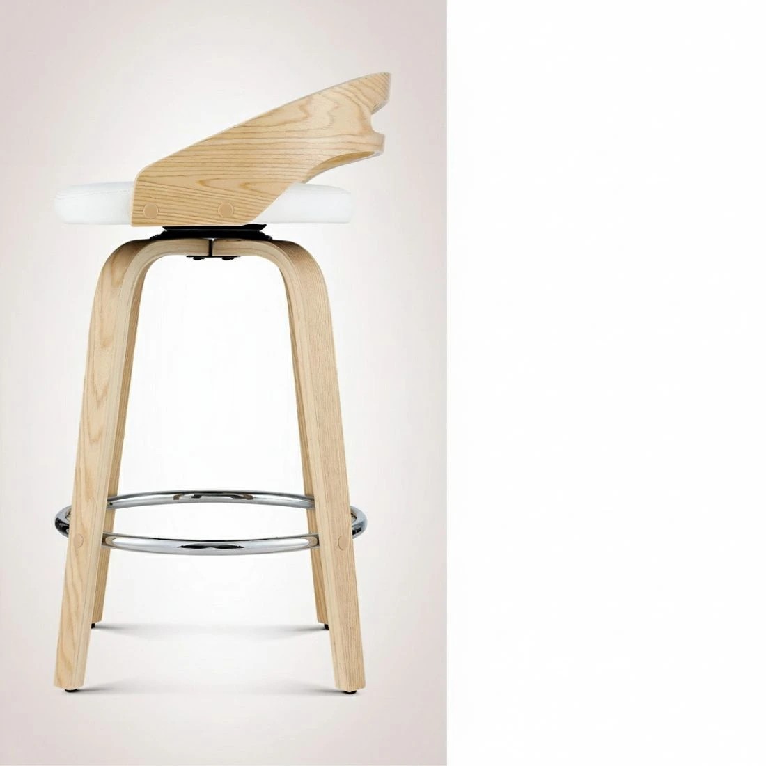 5 Artiss 4x Bar Stools Swivel Dining Chairs Low Back Counter Seat PU - White, 5 of 5