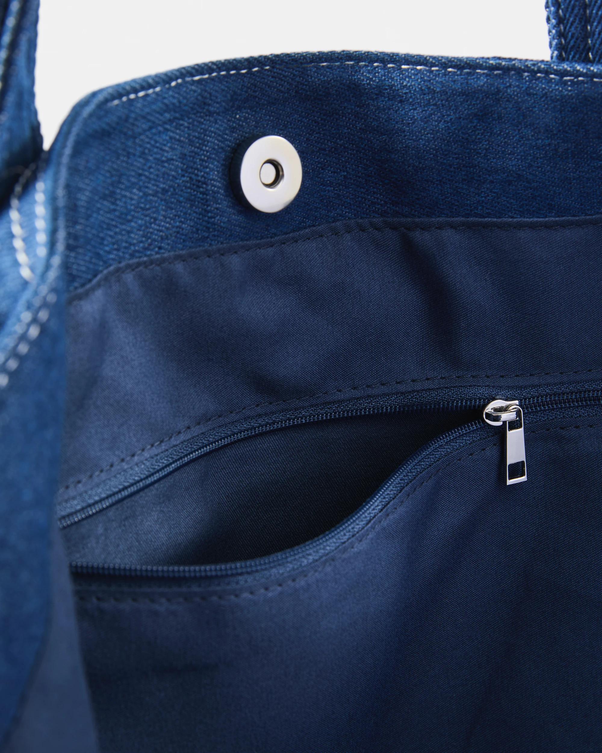 5 Casual Pocket Tote Bag Blue, 5 of 7