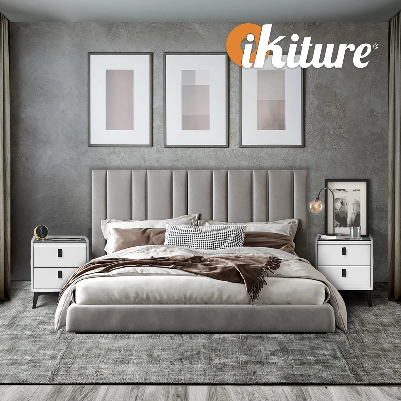 7 Oikiture Smart Bedside Table Wireless Charging Led Lights Nightstand
 - White, 7 of 10