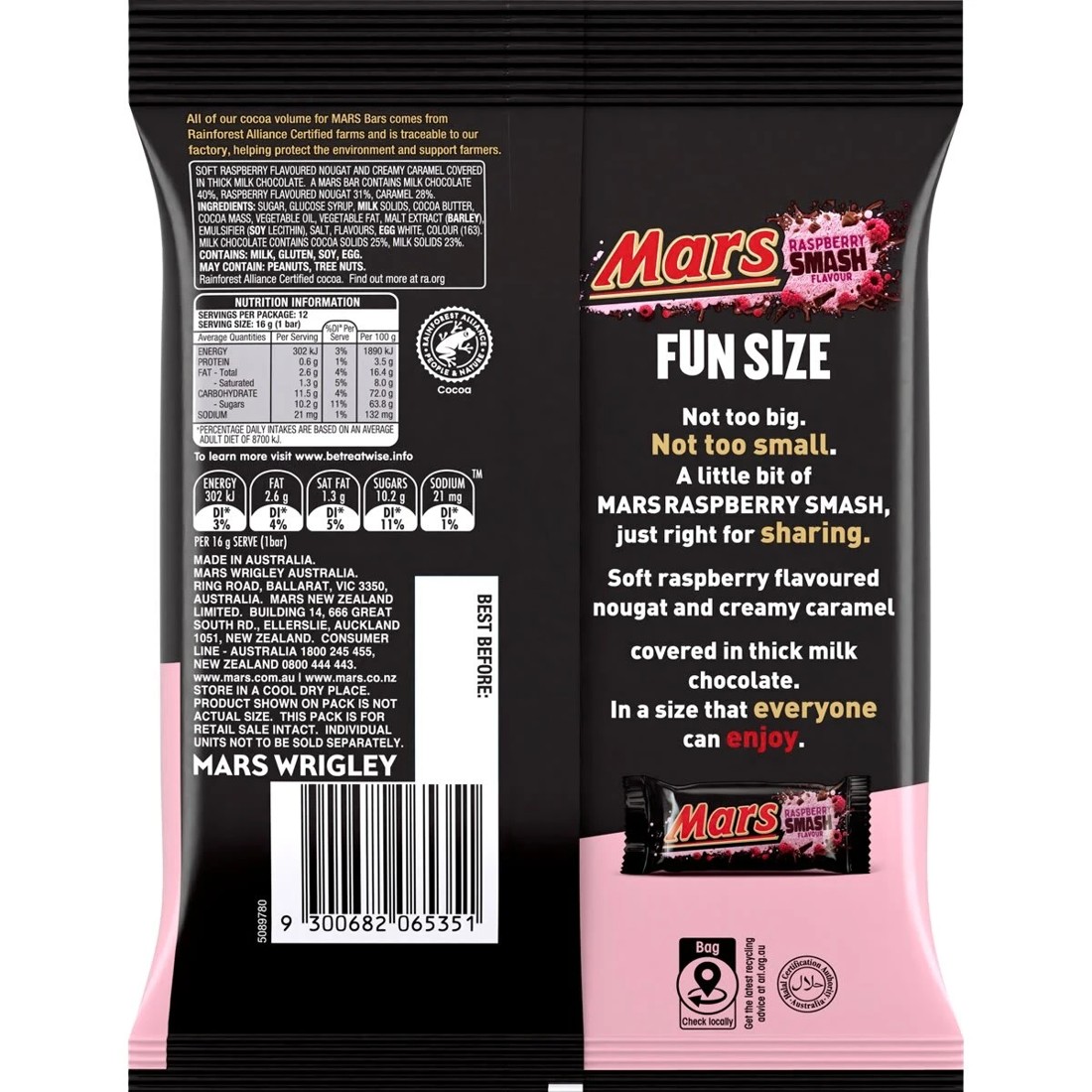 2 Mars 12 Piece Raspberry Smash Flavour Fun Size Medium Sharepack 192g, 2 of 5