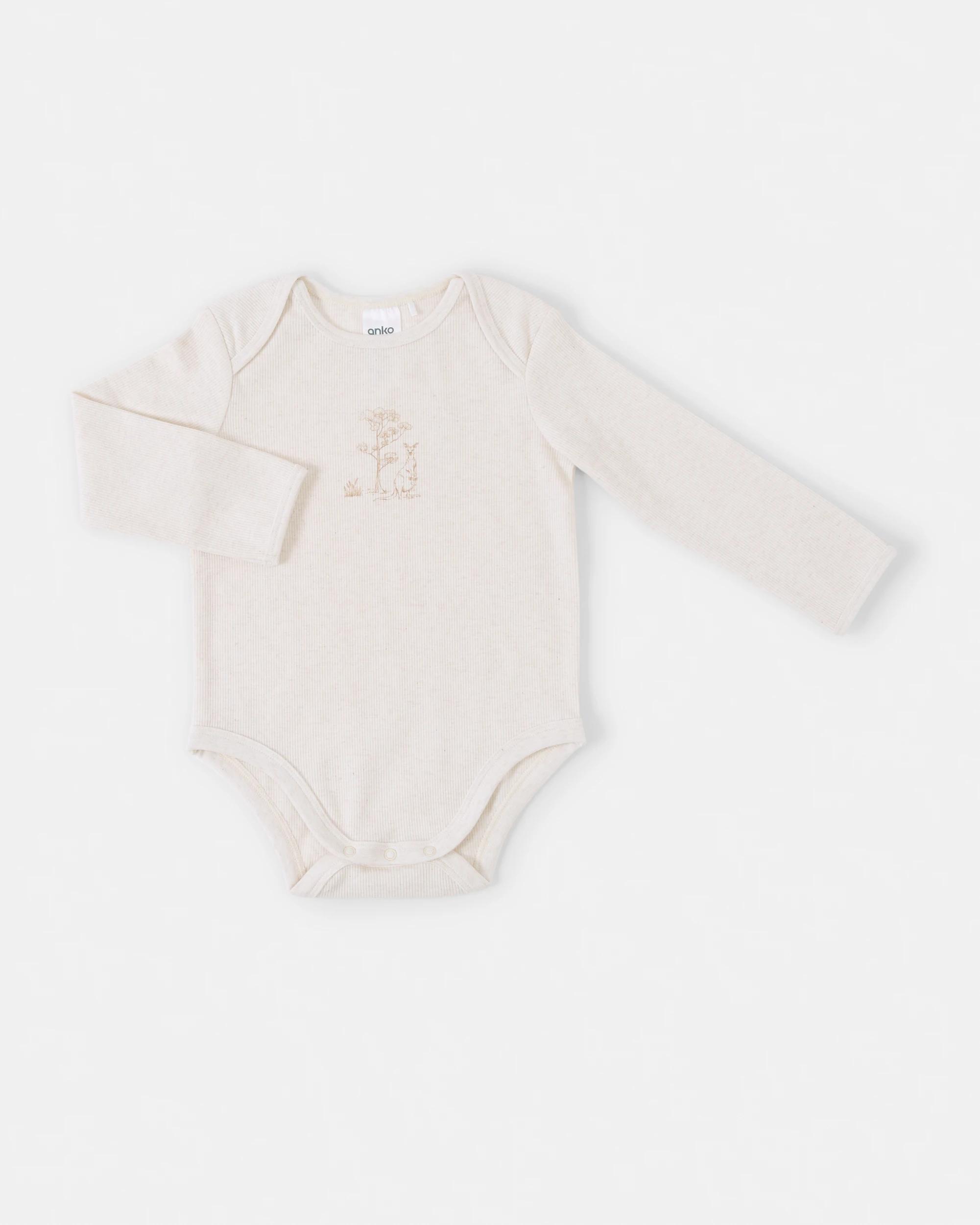 3 2 Piece Long Sleeve Newborn Set Beig Animl, 3 of 6