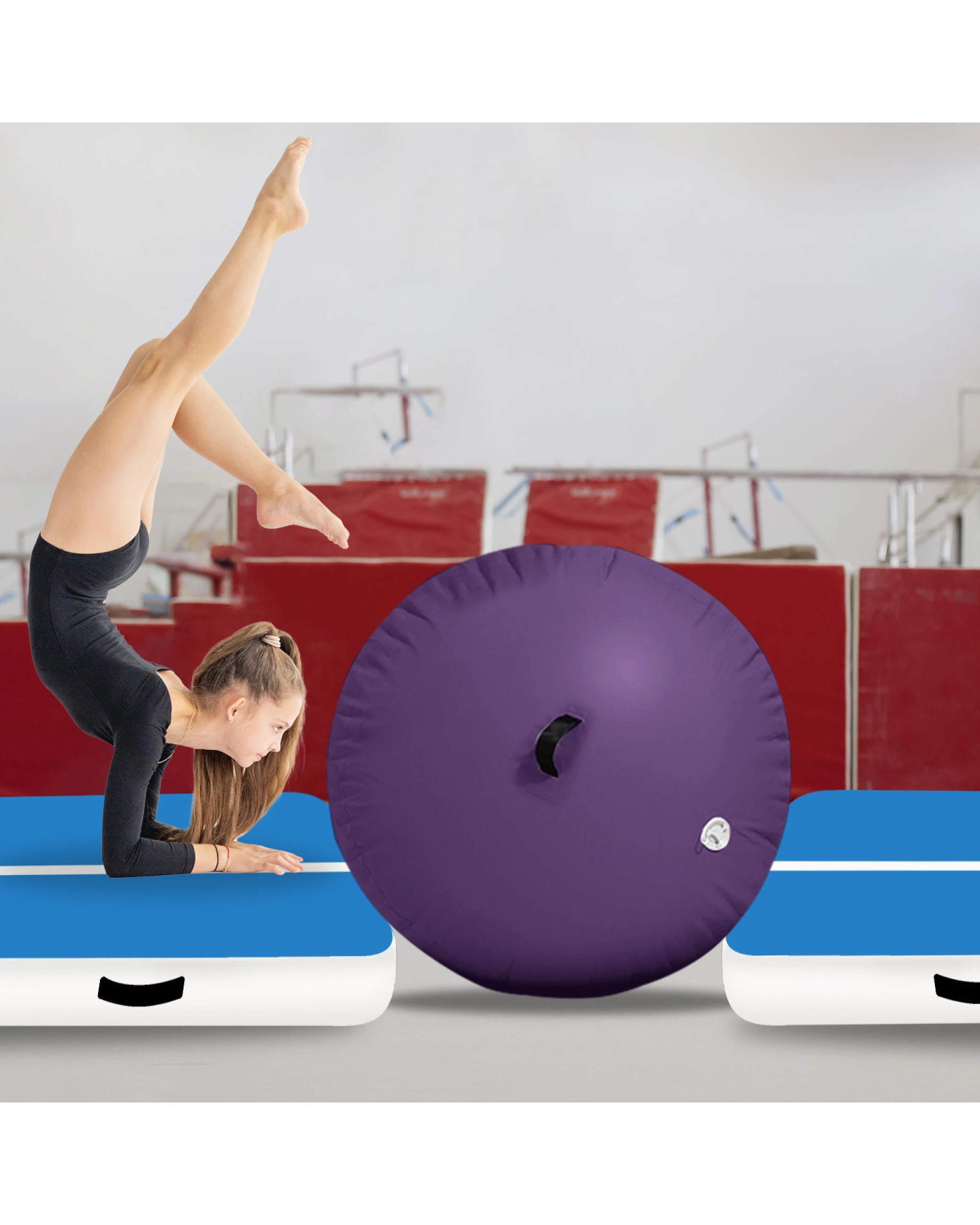 5 Powertrain 120cm x 75cm Inflatable Air Barrel Exercise Roller Gymnastics Training Aid - Purple, 5 of 5