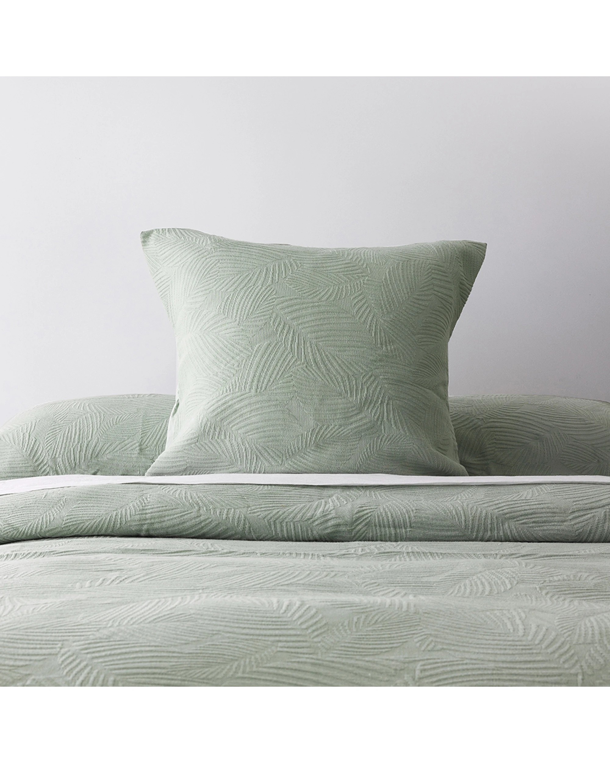 3 Bambury Wilmot Cotton Jacquard Botanical European Pillowcase - Green, 3 of 3